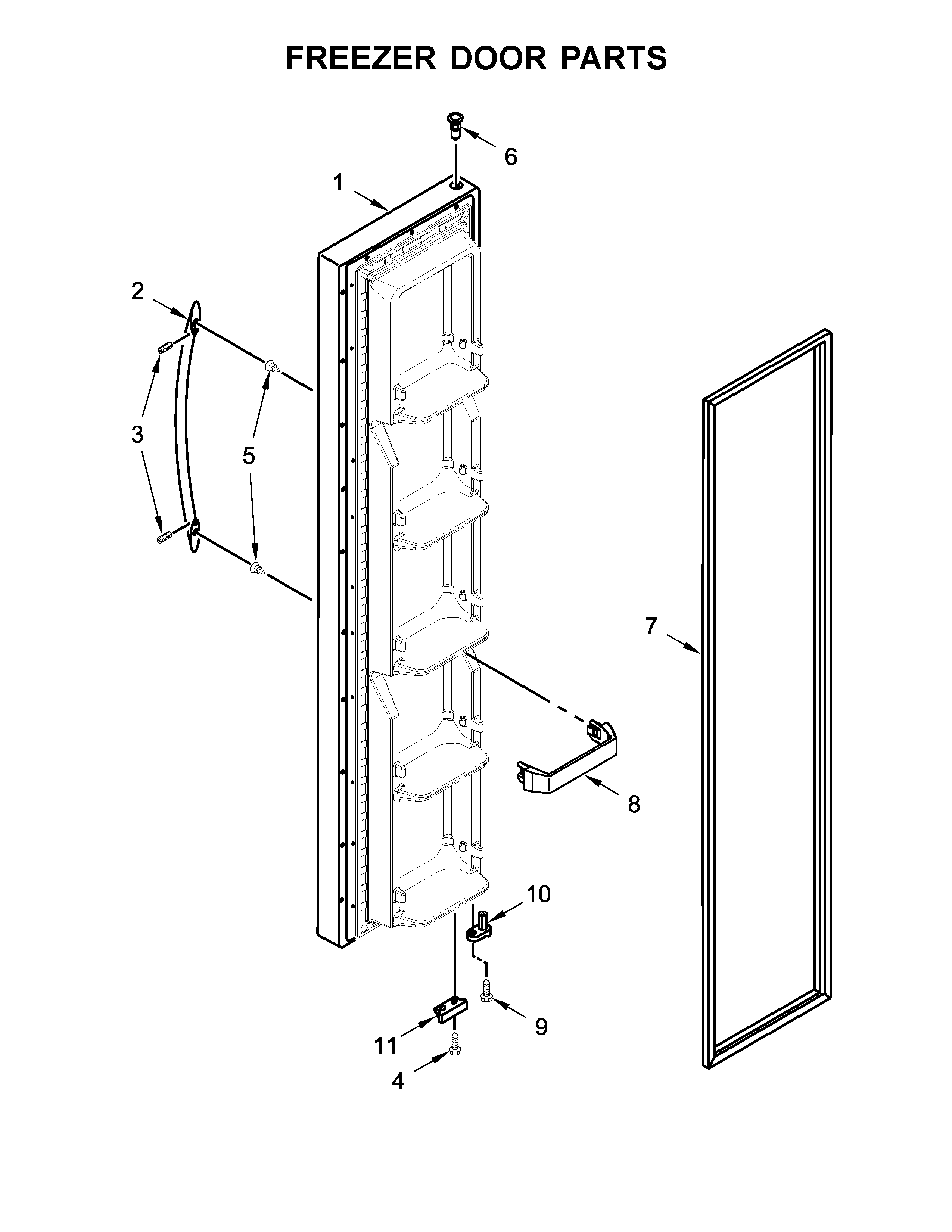 Whirlpool WRS322FNAM00 freezer door parts diagram