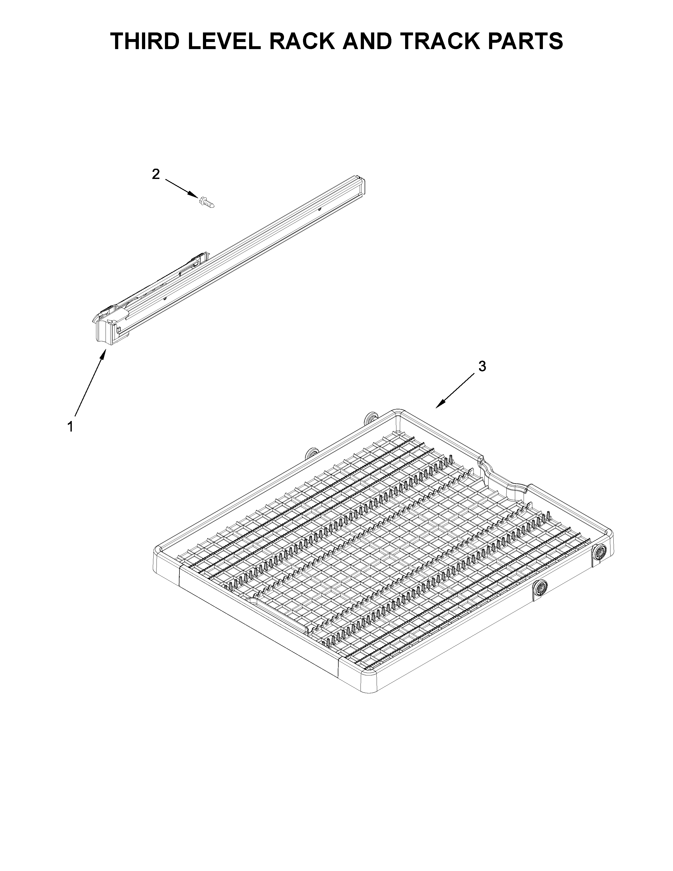 KitchenAid KDPE234GPS0 third level rack and track parts diagram