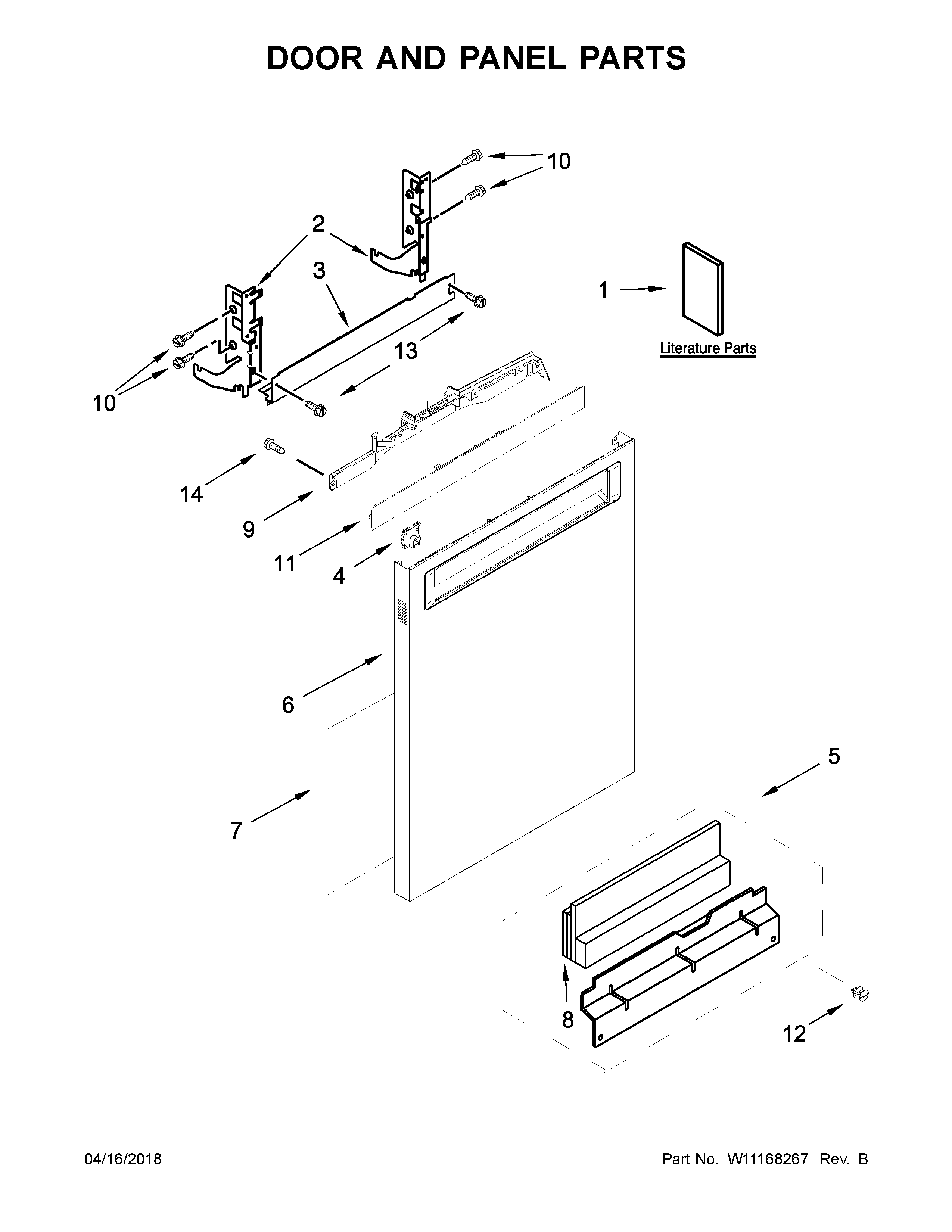 KitchenAid KDPE204GPS0 door and panel parts diagram