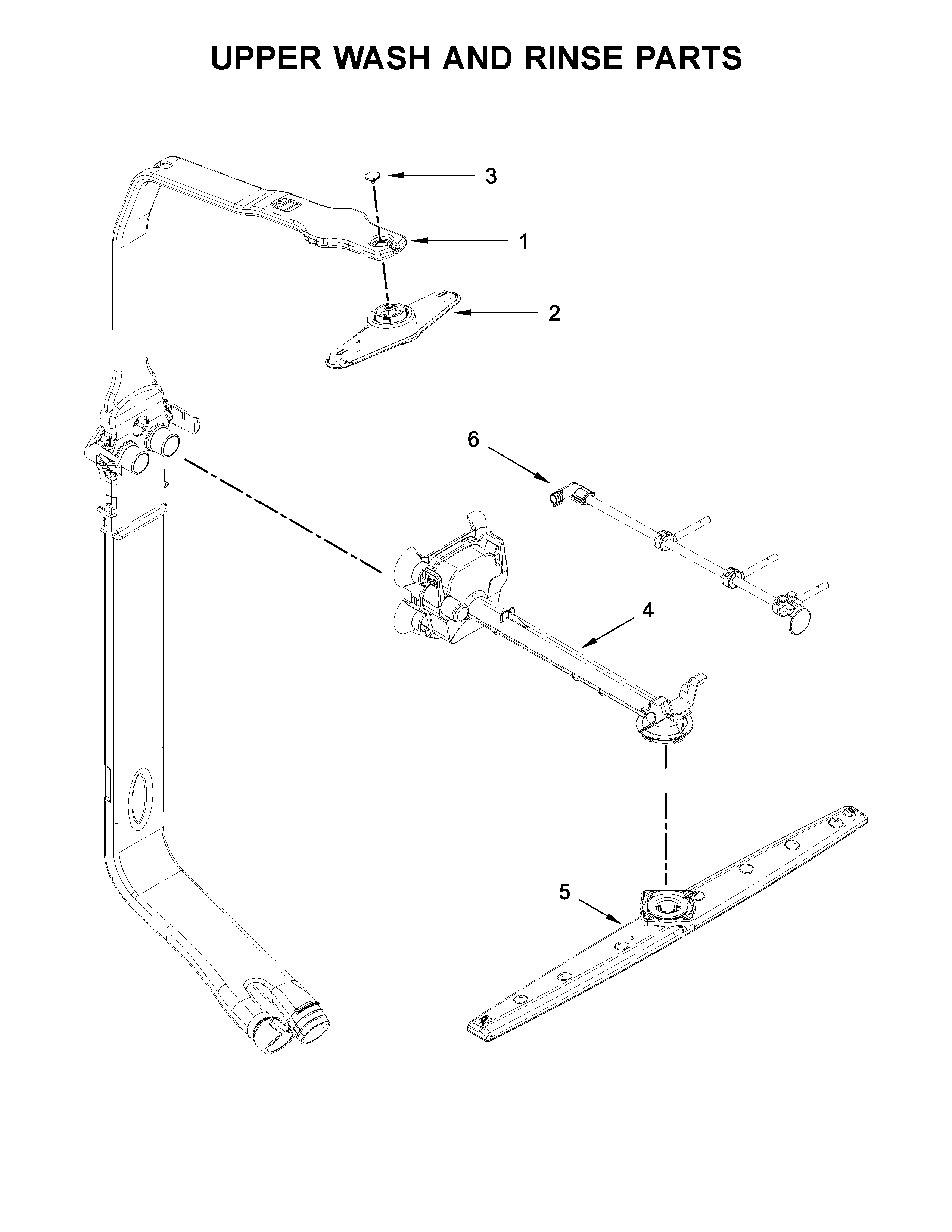 KitchenAid KDPE204GPS0 upper wash and rinse parts diagram