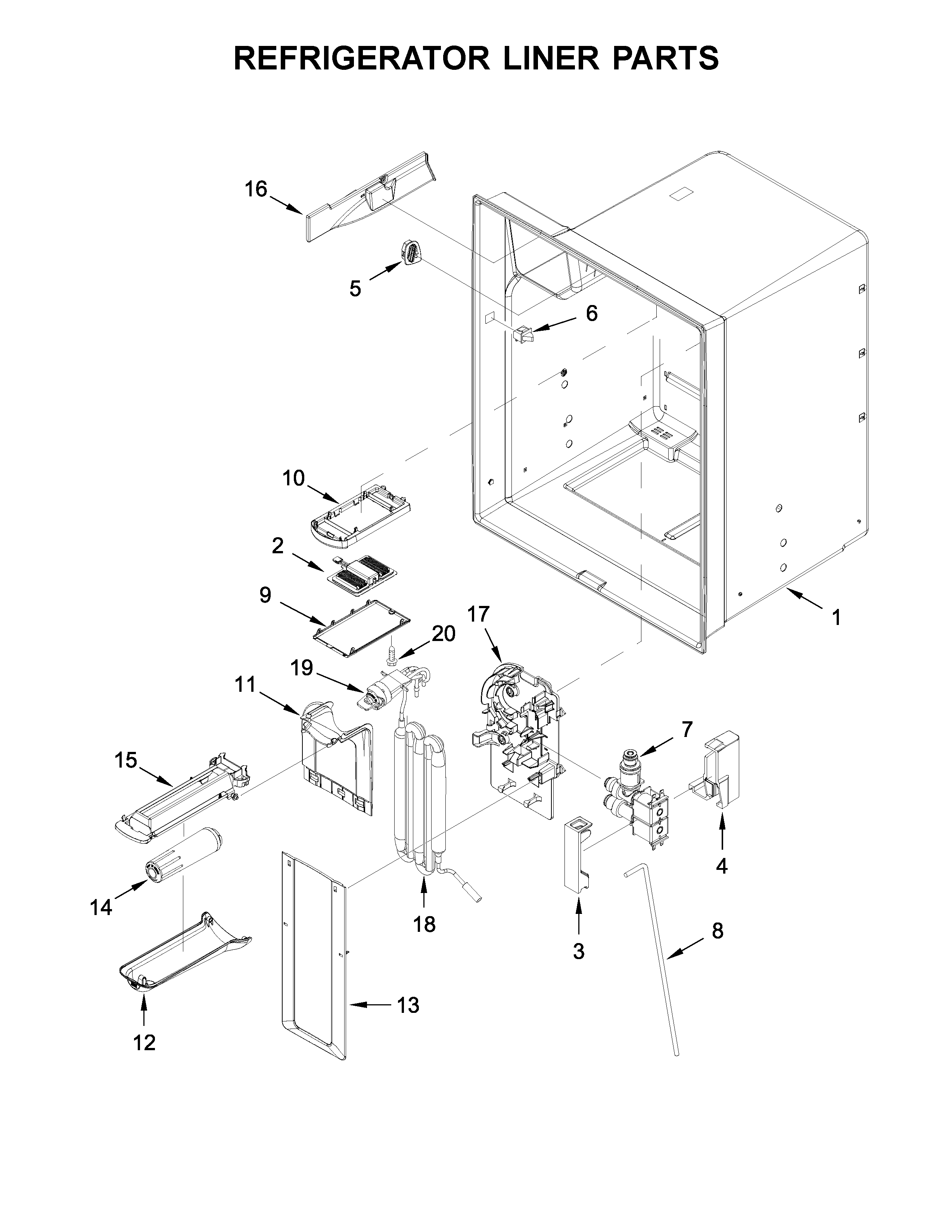 Whirlpool WRF555SDFZ07 refrigerator liner parts diagram