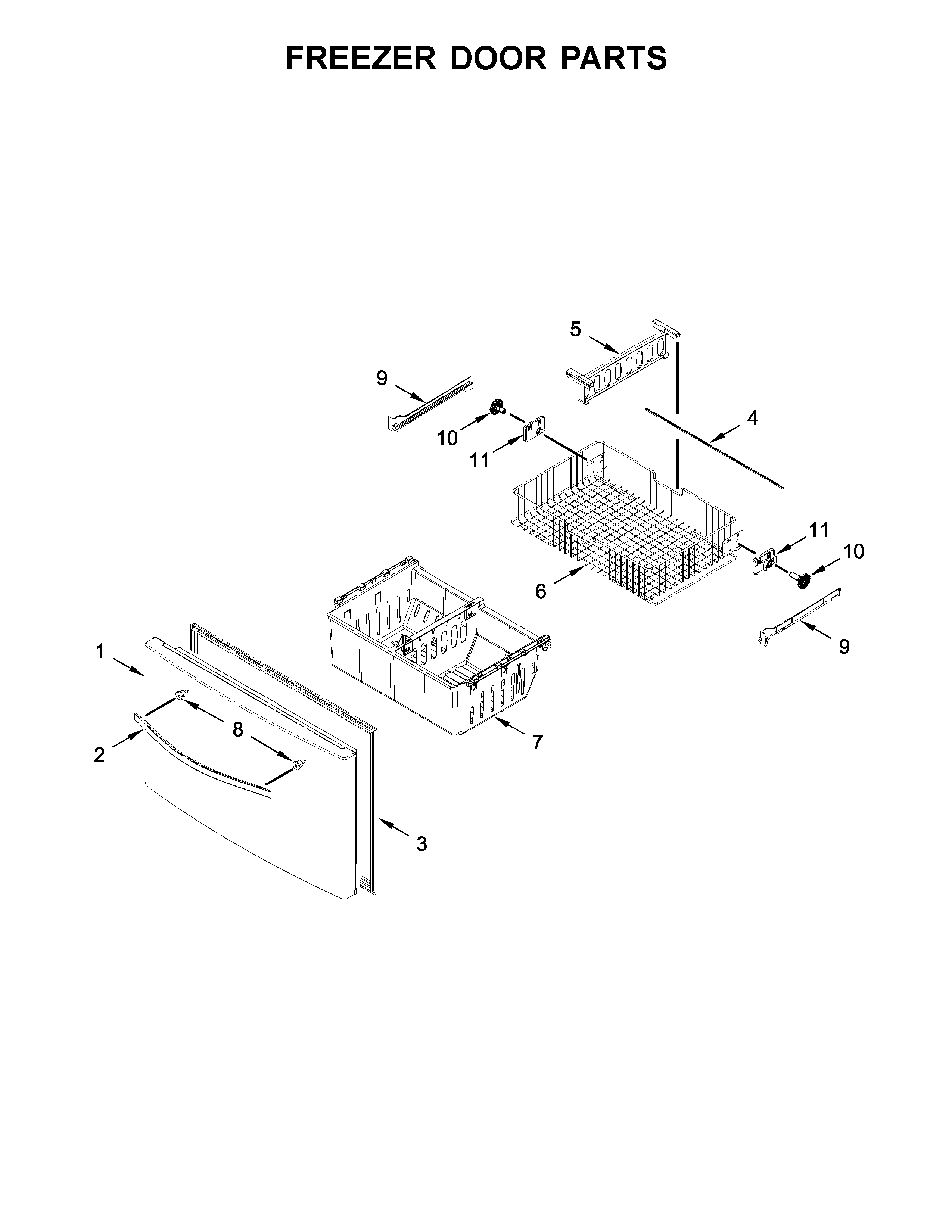 Whirlpool WRF555SDFZ07 freezer door parts diagram