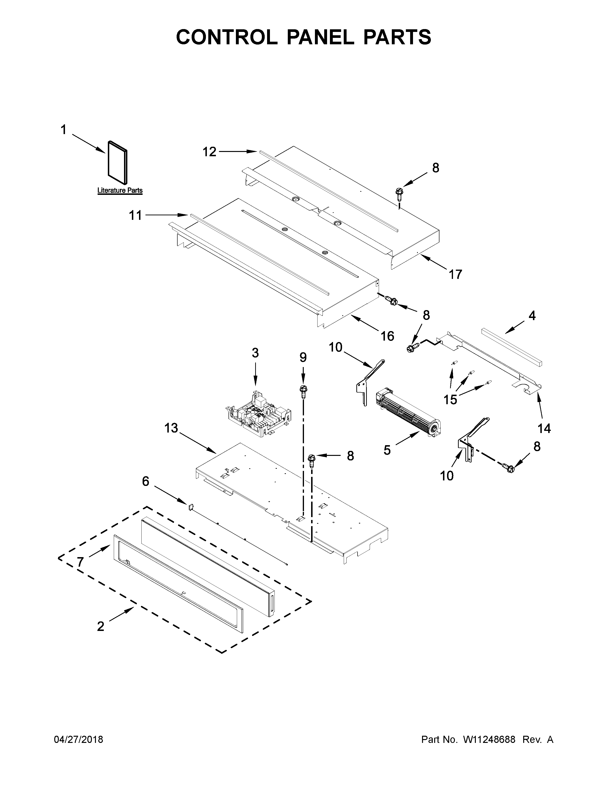 Whirlpool WOD51EC0HS01 control panel parts diagram