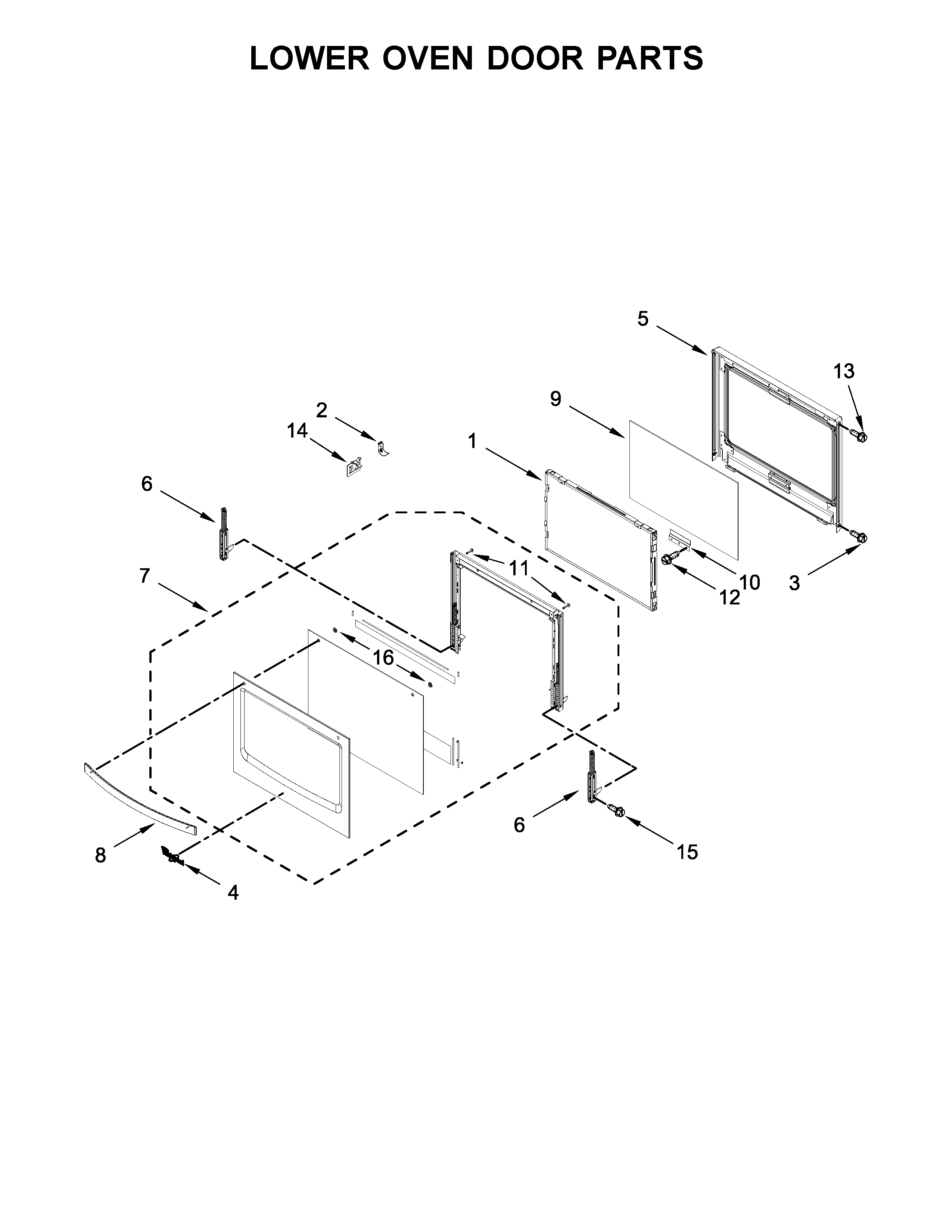 Whirlpool WOD51EC0HS01 lower oven door parts diagram