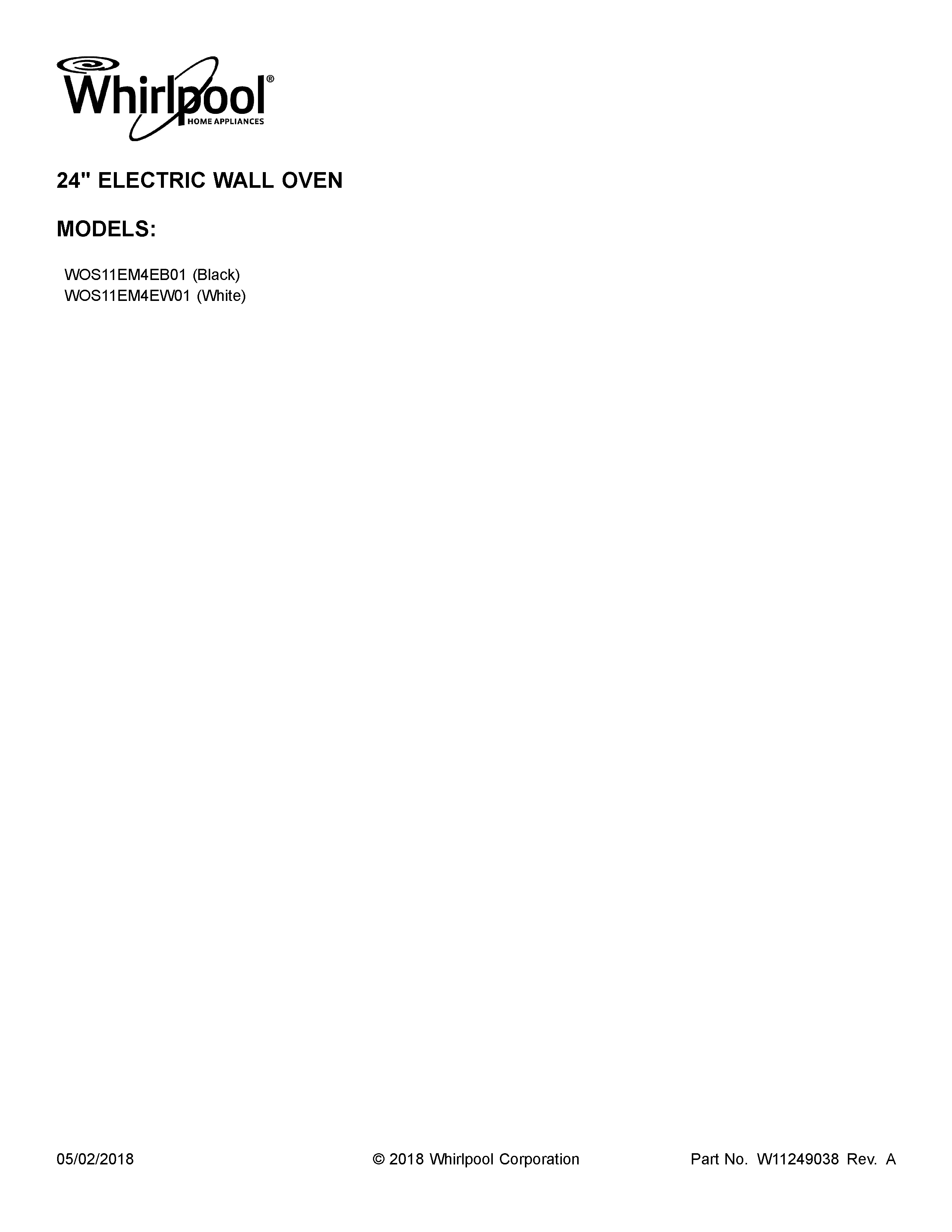 Whirlpool WOS11EM4EW01 cover sheet diagram