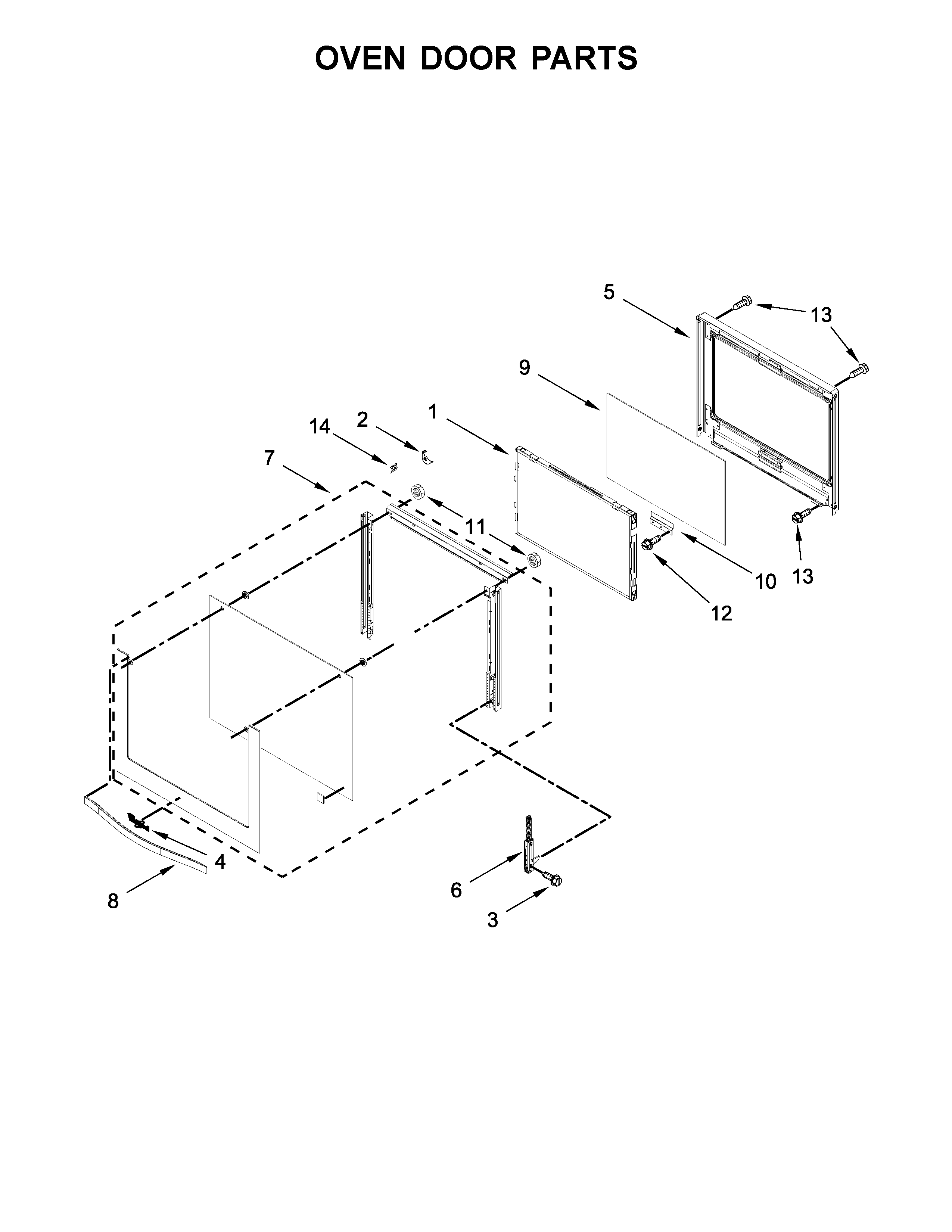 Whirlpool WOS92EC0AE05 oven door parts diagram