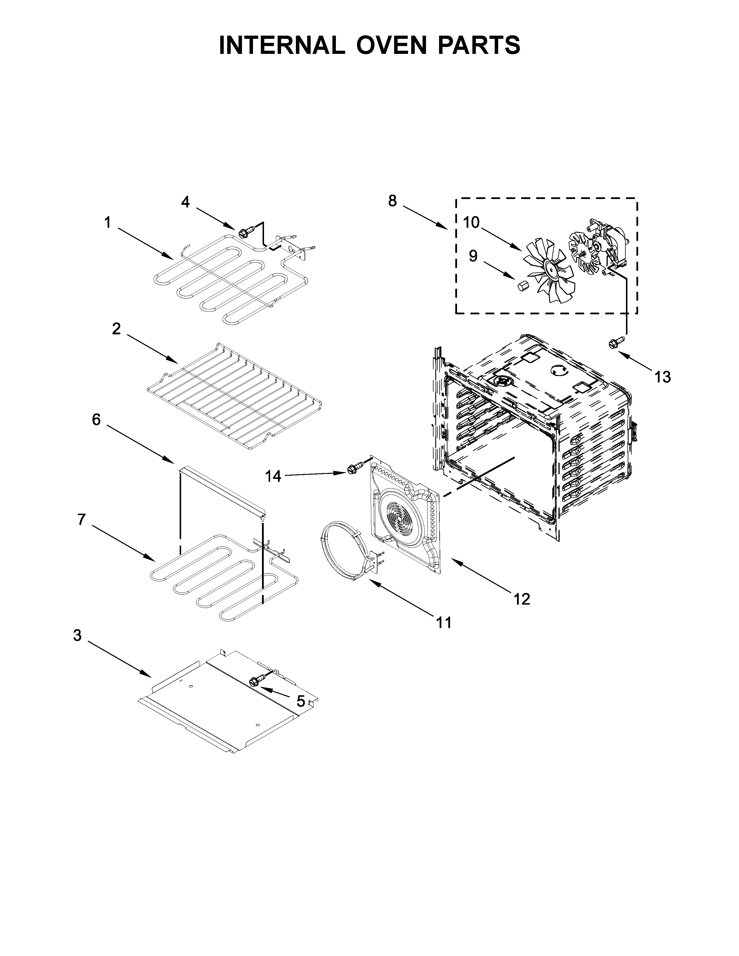 Whirlpool WOS92EC0AE05 internal oven parts diagram