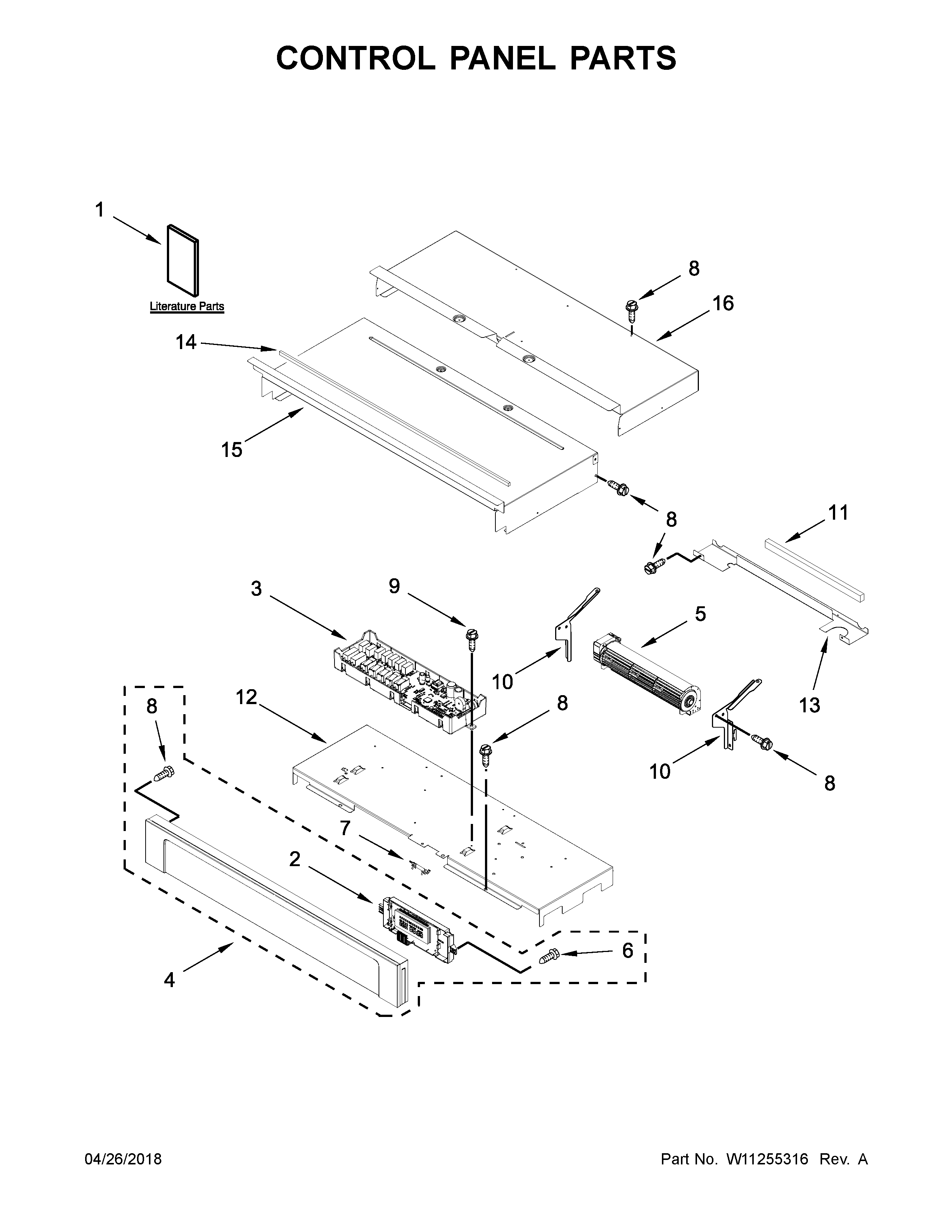 Whirlpool WOS51EC7AS05 control panel parts diagram