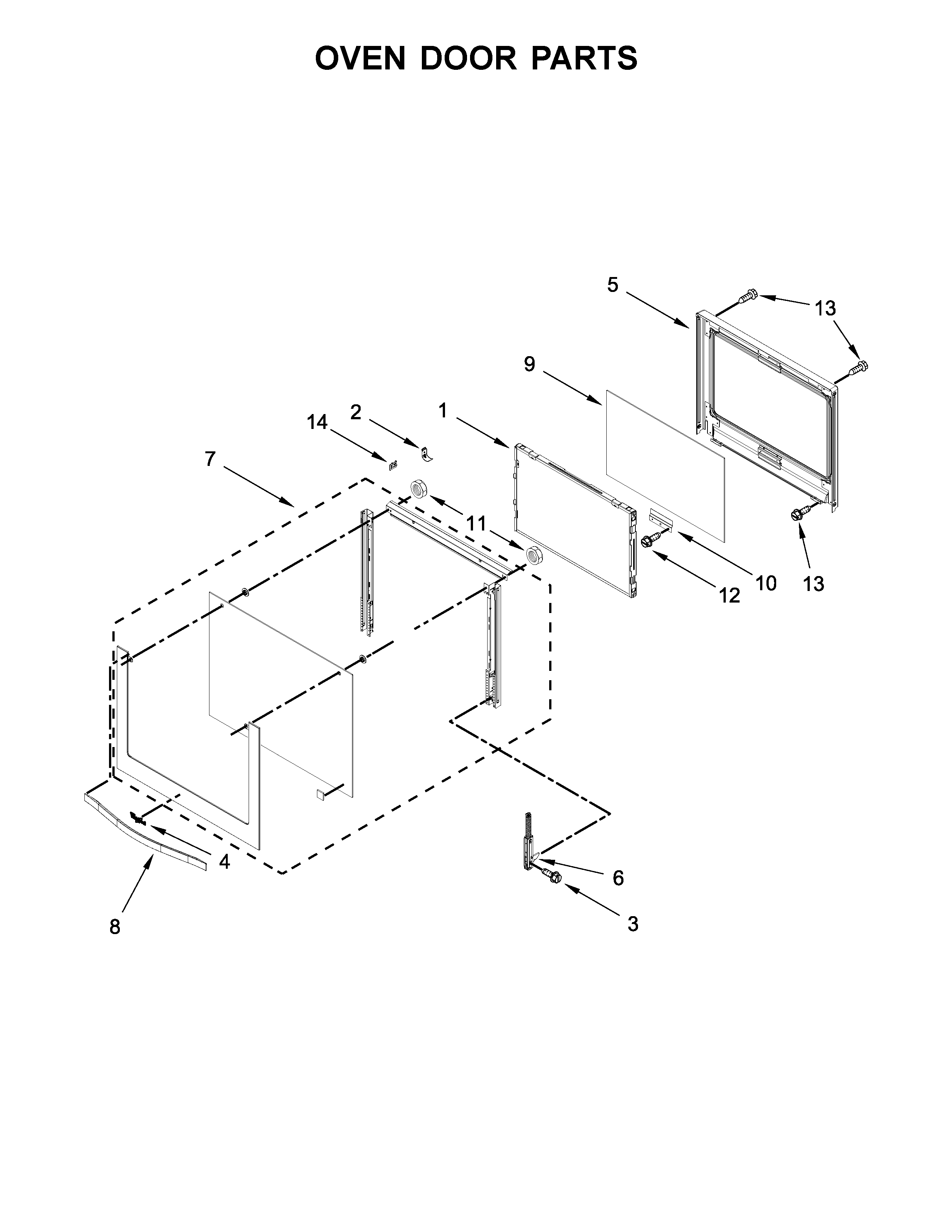 Whirlpool WOS51EC7AS05 oven door parts diagram