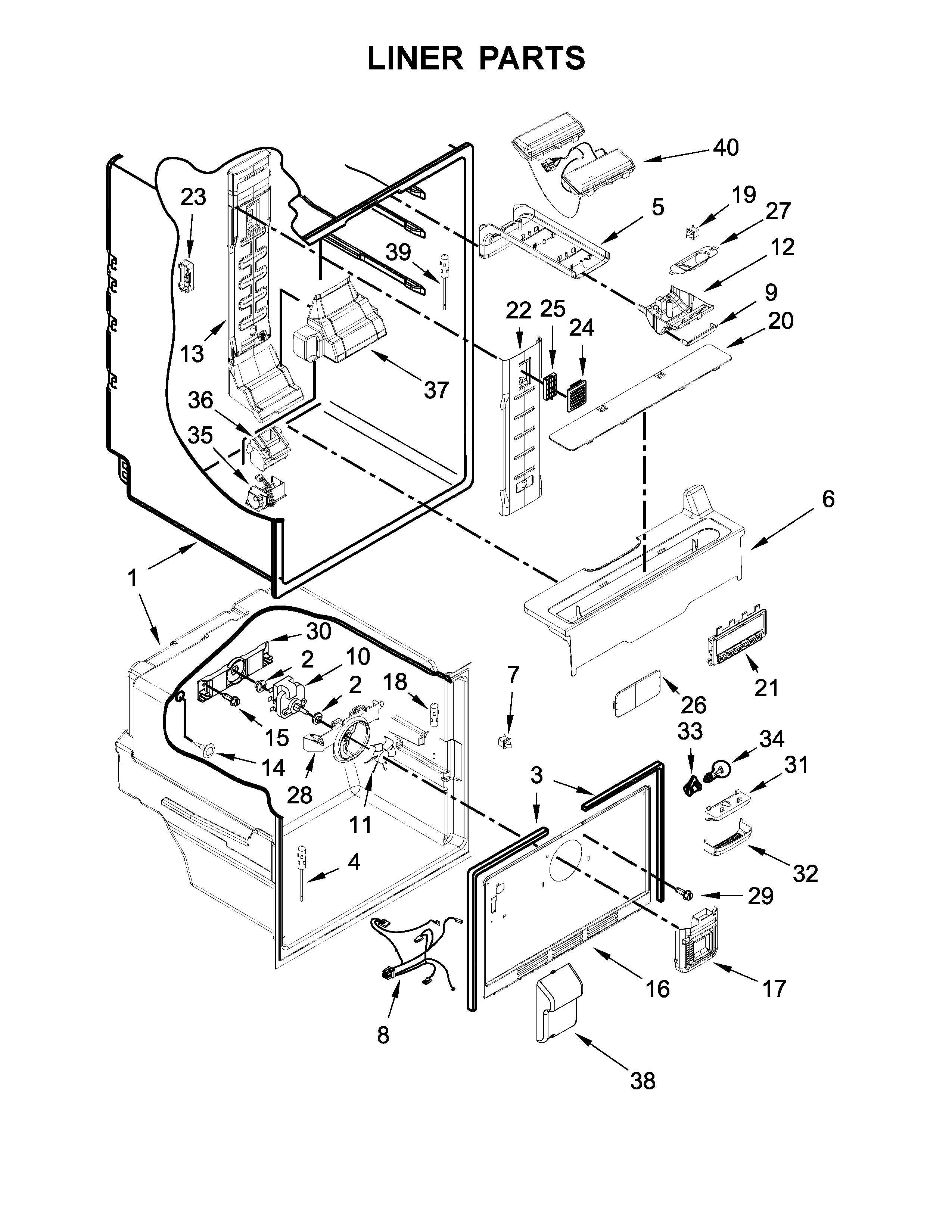 Whirlpool WRF560SFYM05 liner parts diagram