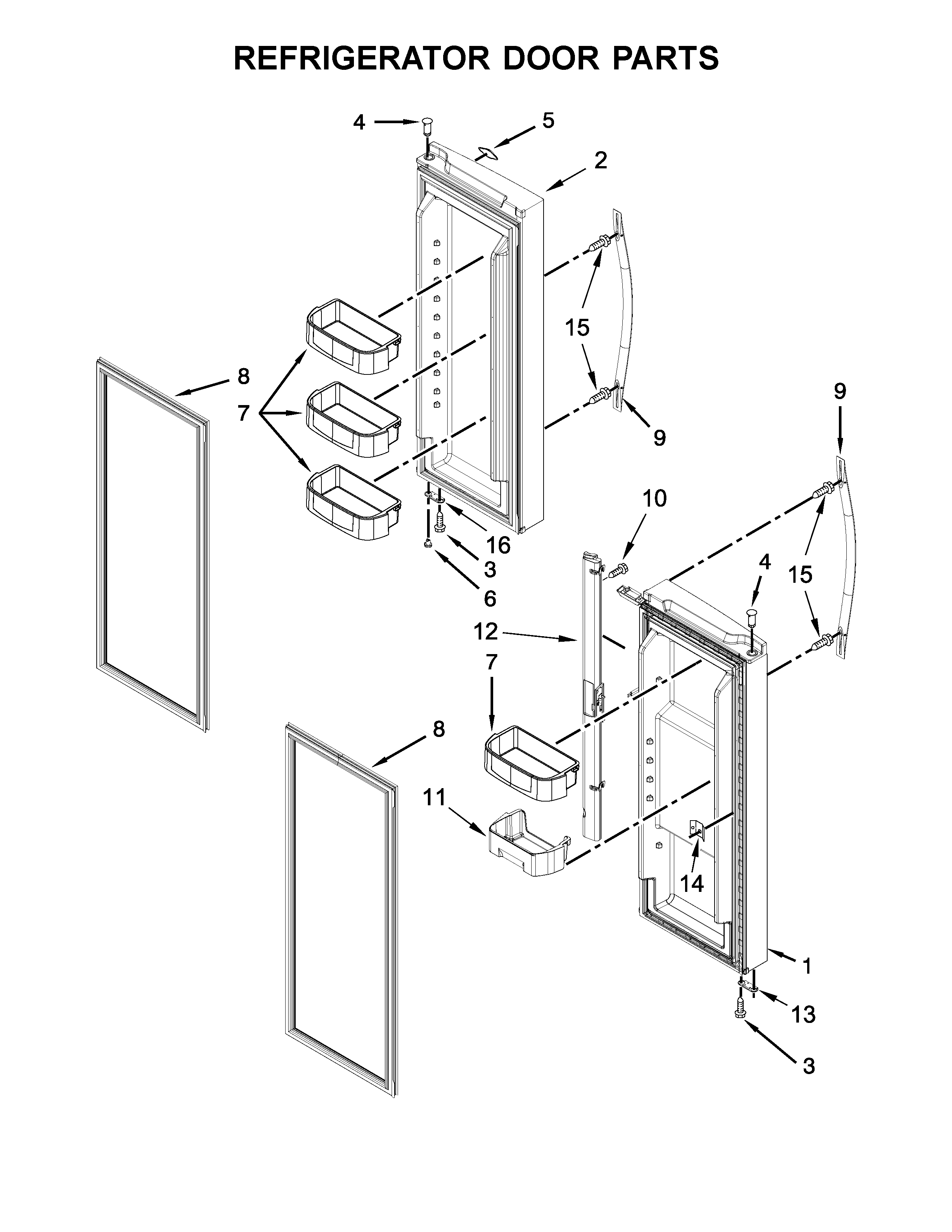 Whirlpool WRF560SFYM05 refrigerator door parts diagram