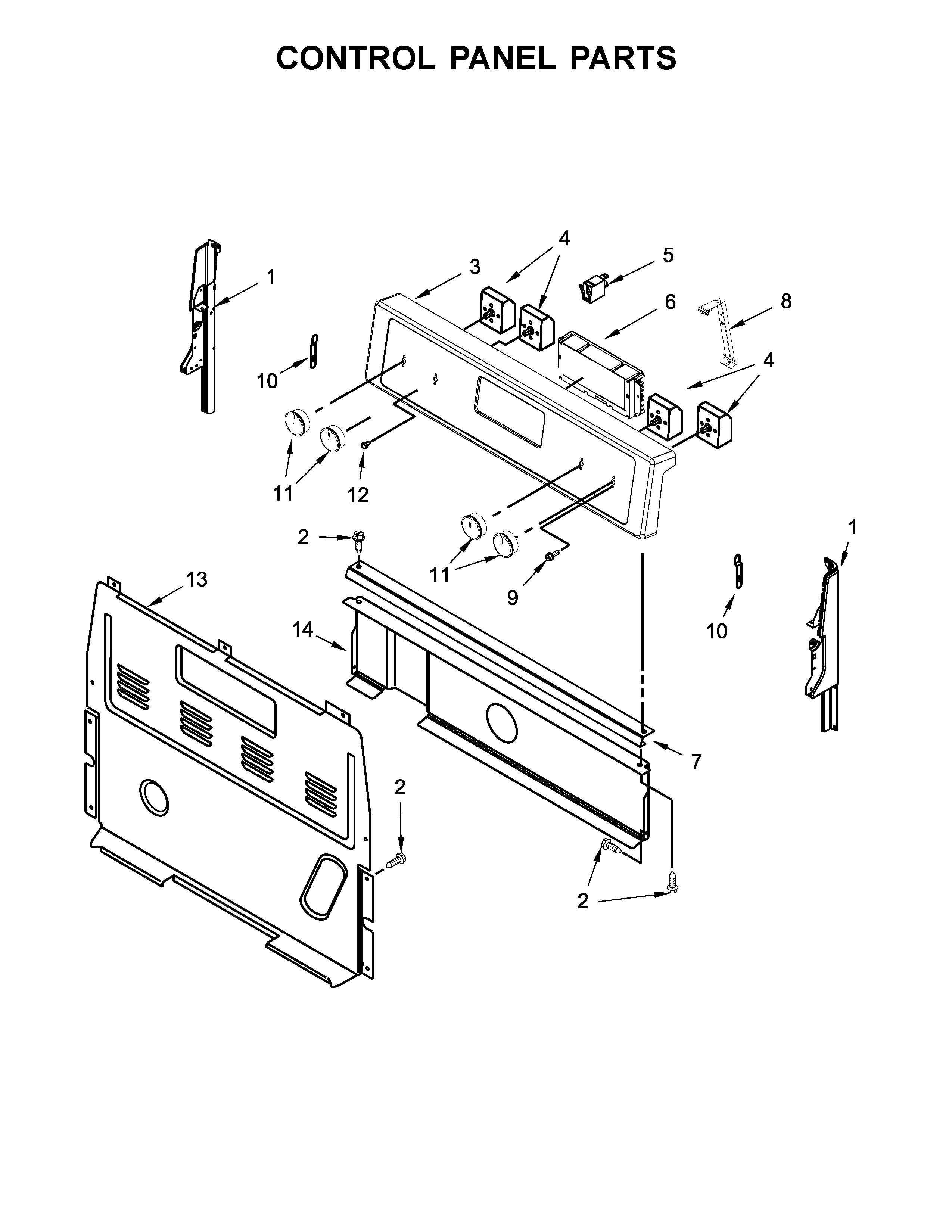 Whirlpool WFC150M0EW2 control panel parts diagram