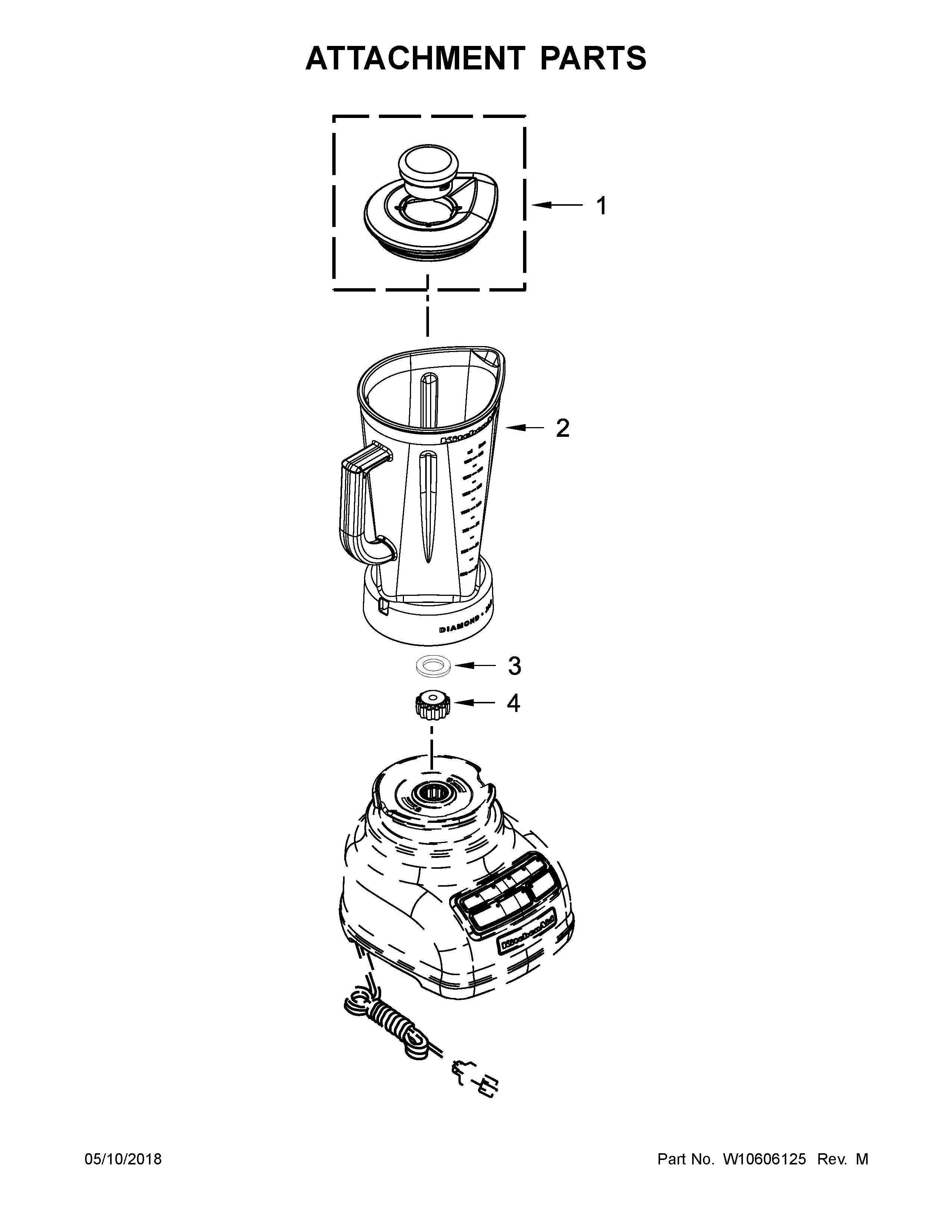 KitchenAid 4KSB1575TCB0 attachment parts diagram