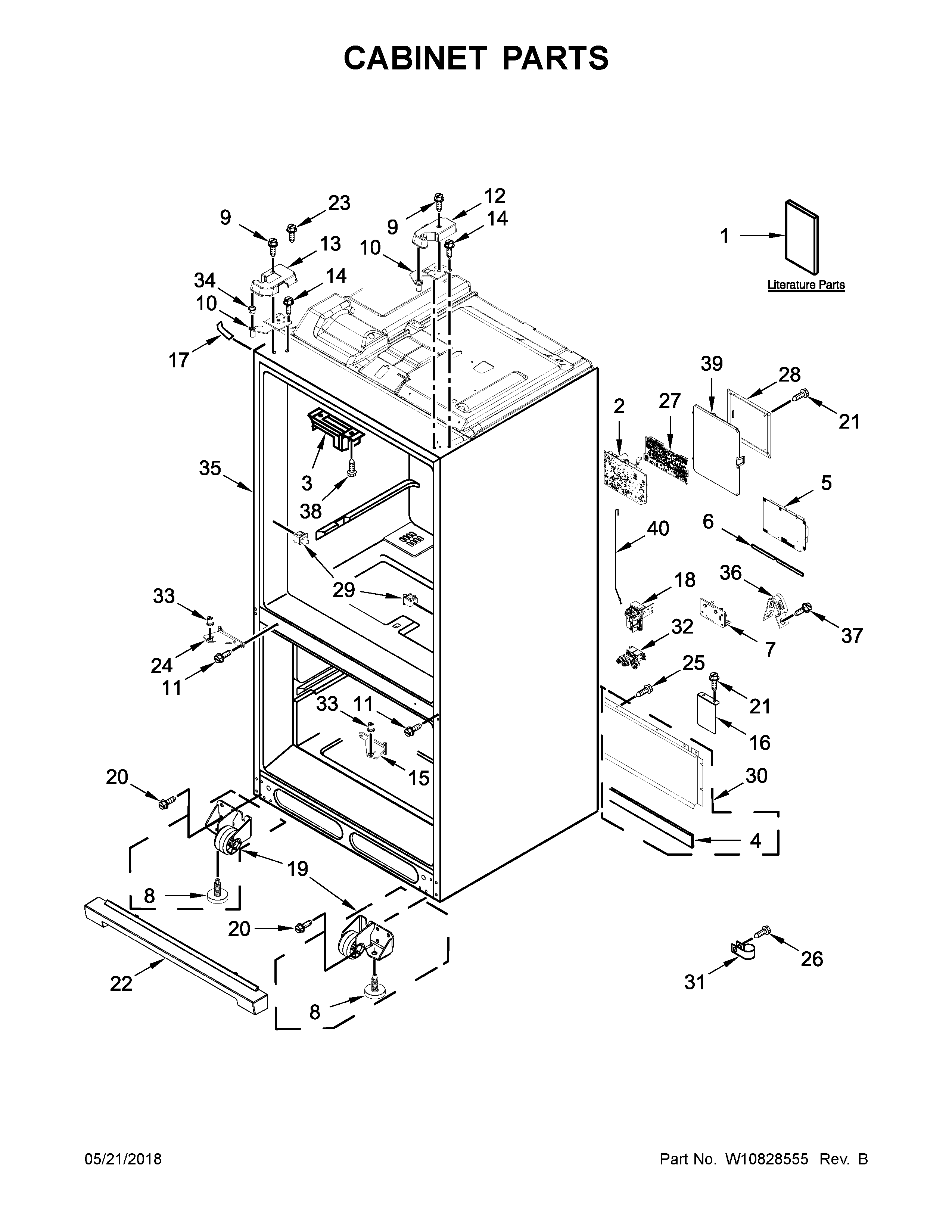 Whirlpool WRF767SDEM00 cabinet parts diagram