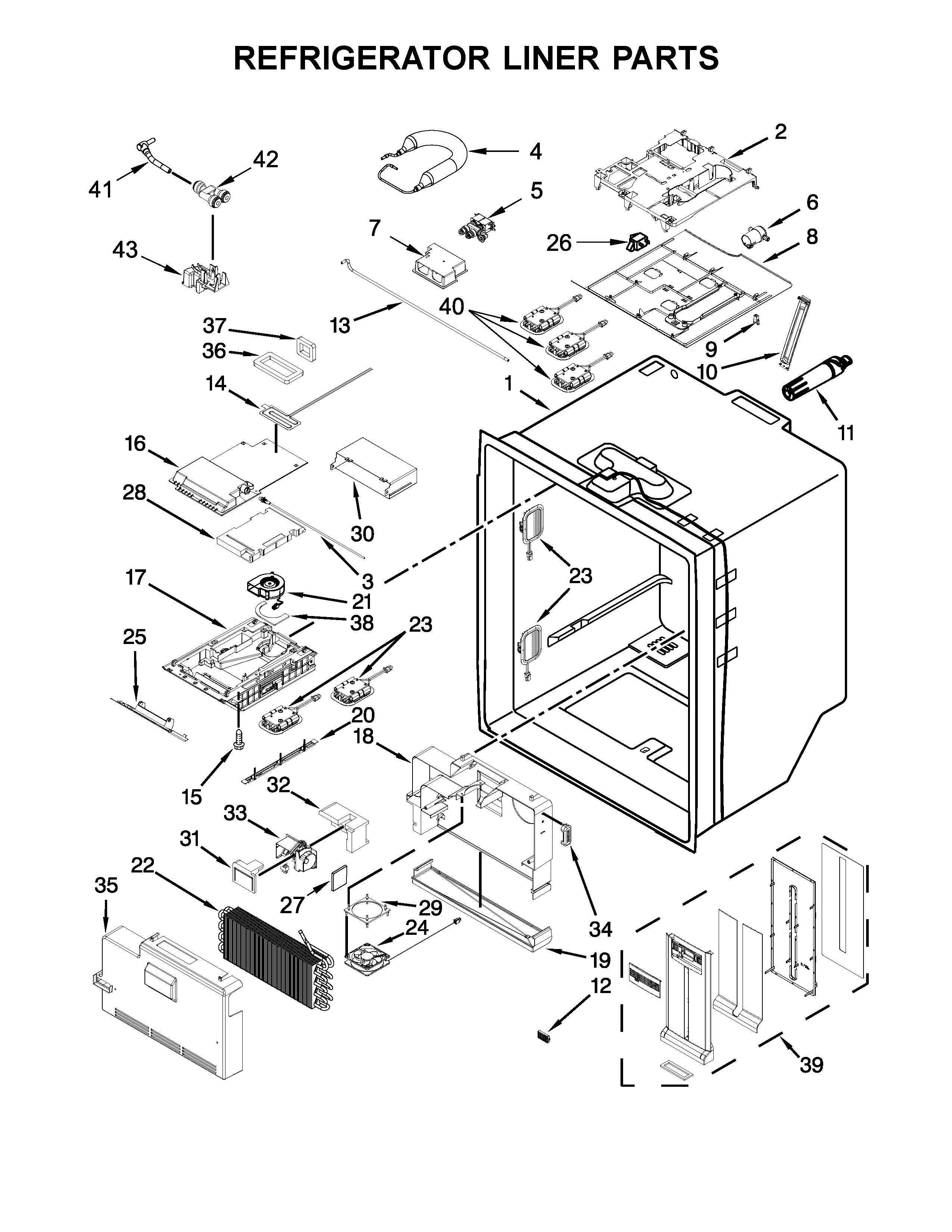 Whirlpool WRF767SDEM00 refrigerator liner parts diagram