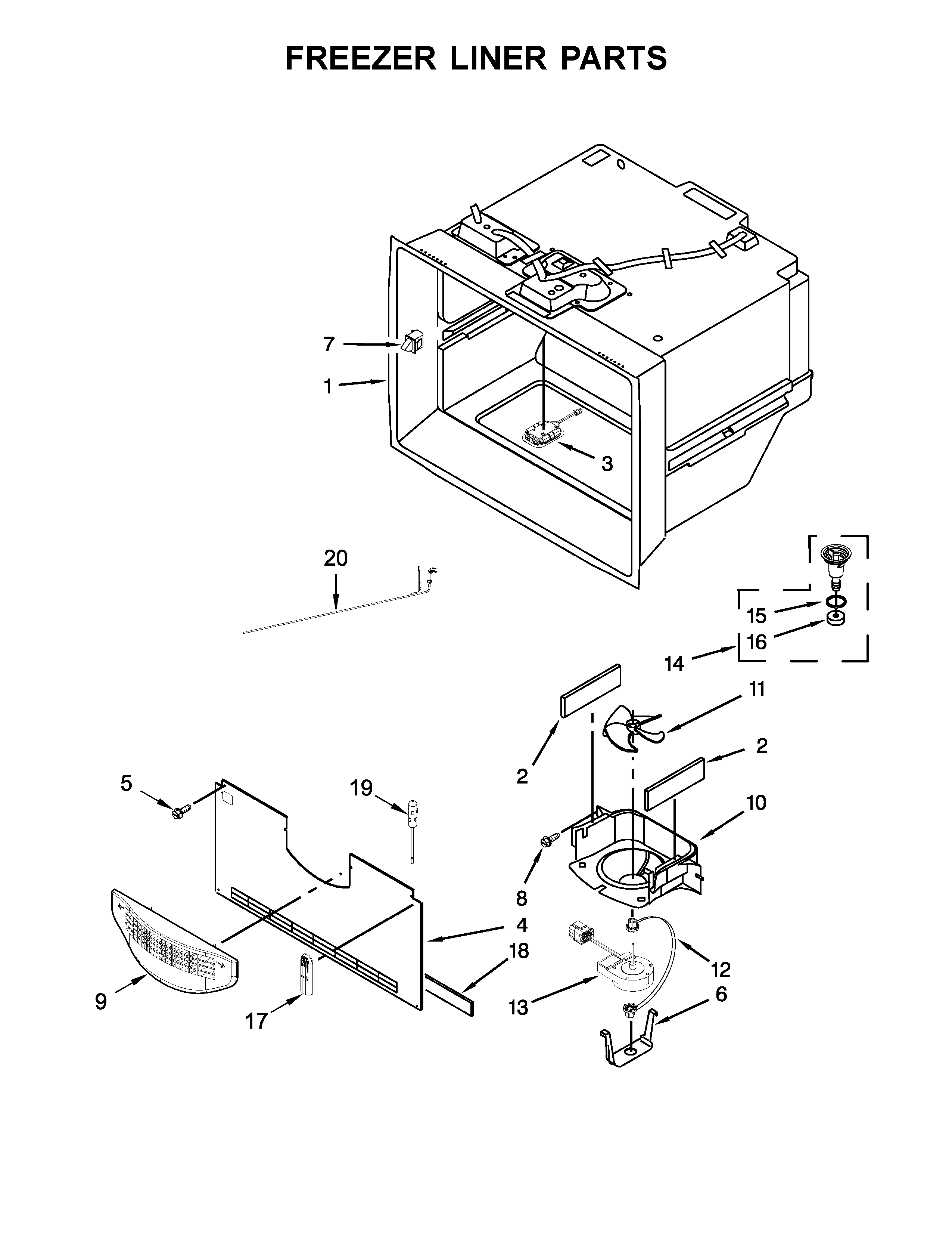 Whirlpool WRF767SDEM00 freezer liner parts diagram