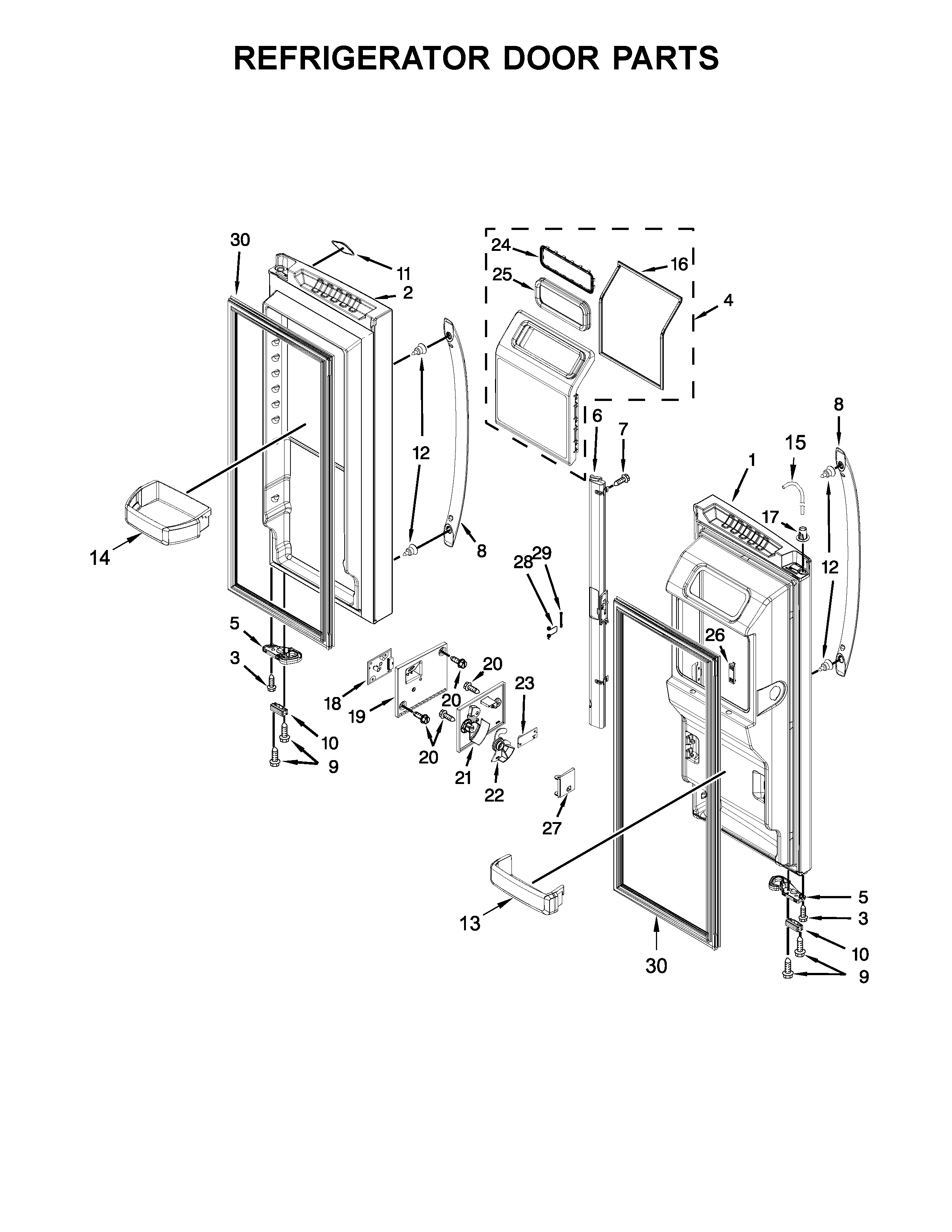 Whirlpool WRF767SDEM00 refrigerator door parts diagram