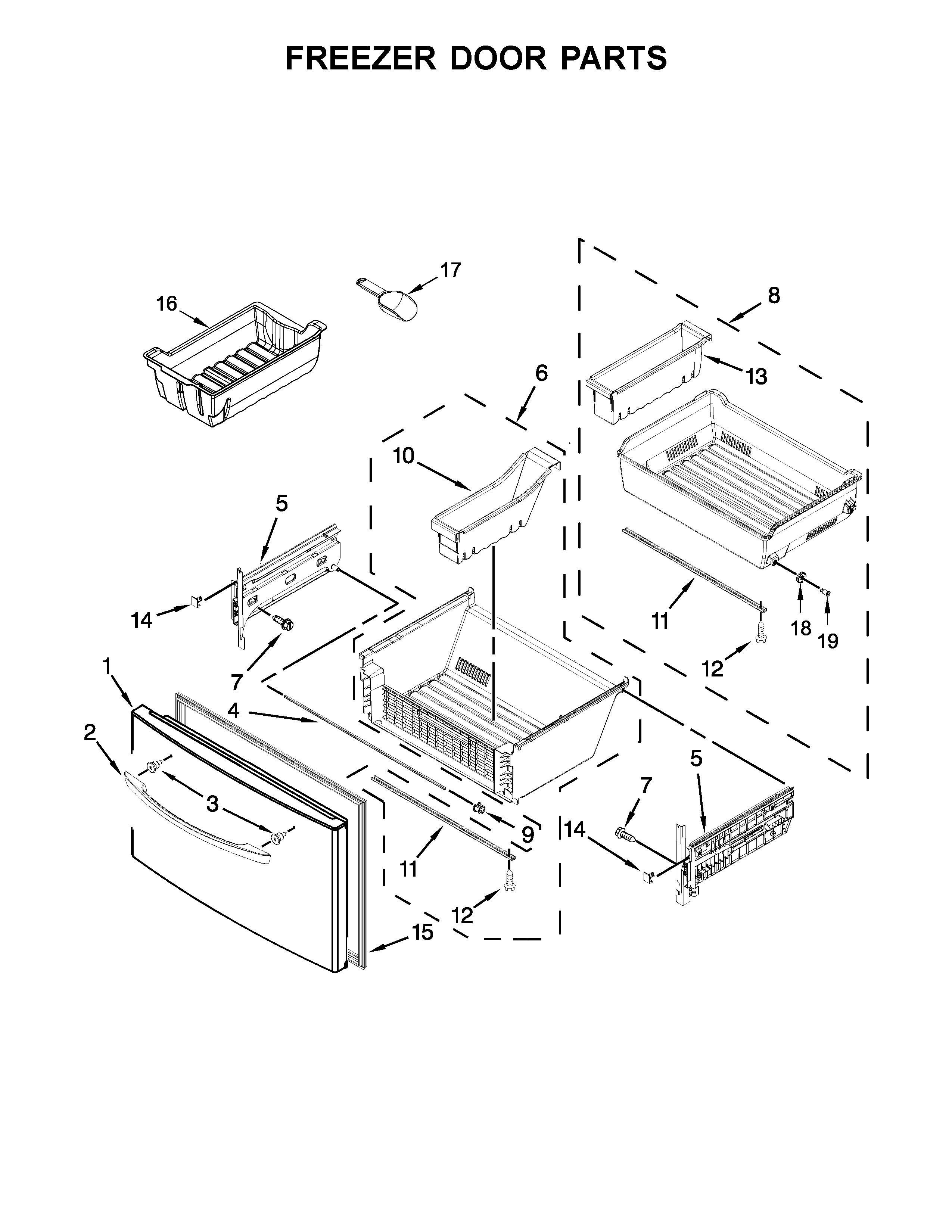 Whirlpool WRF767SDEM00 freezer door parts diagram