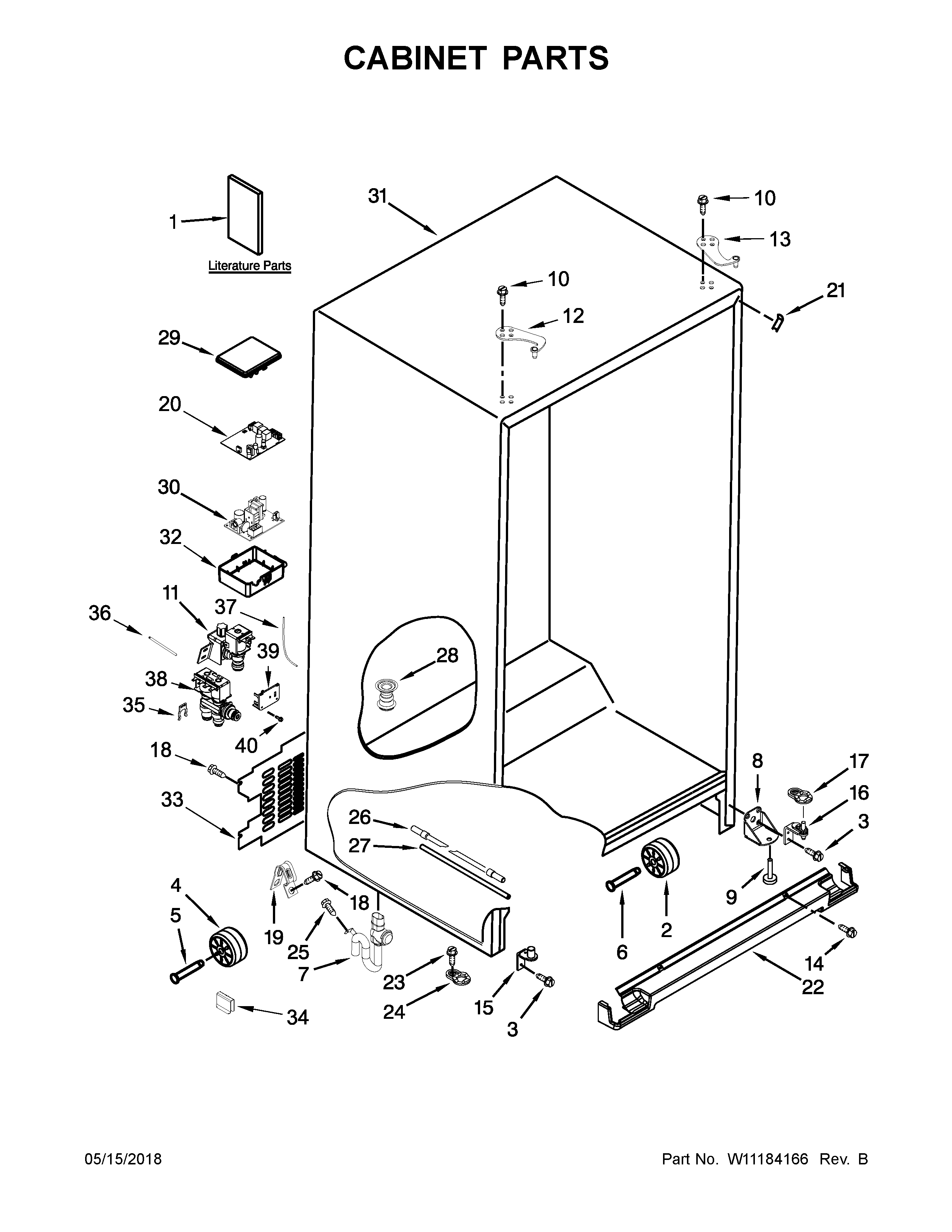 KitchenAid KRSF505EWH01 cabinet parts diagram