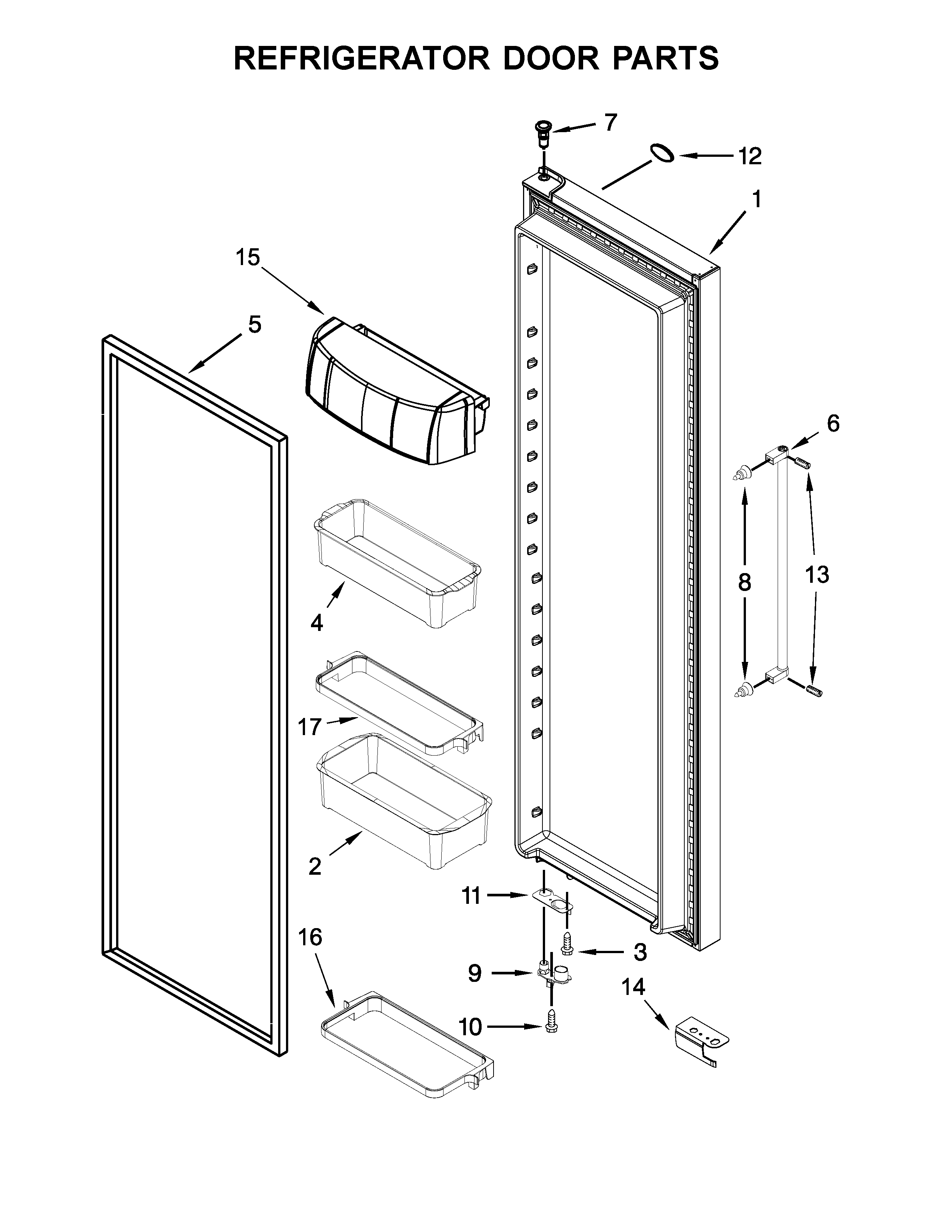 KitchenAid KRSF505EWH01 refrigerator door parts diagram