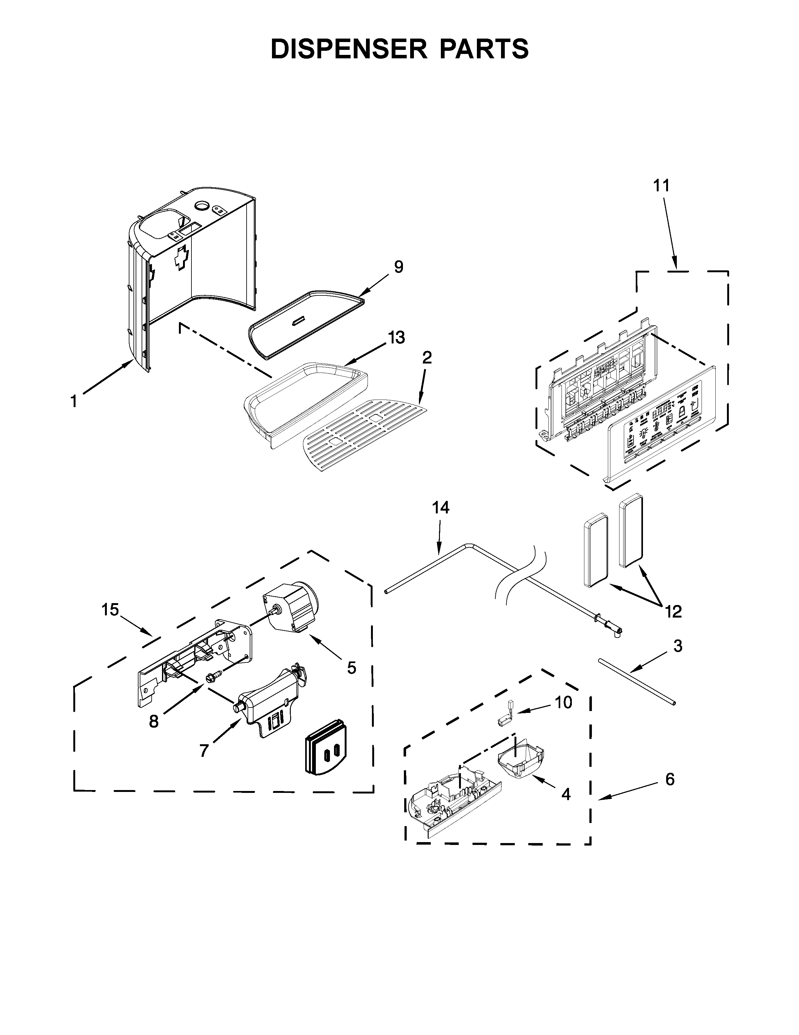 KitchenAid KRSF505EWH01 dispenser parts diagram