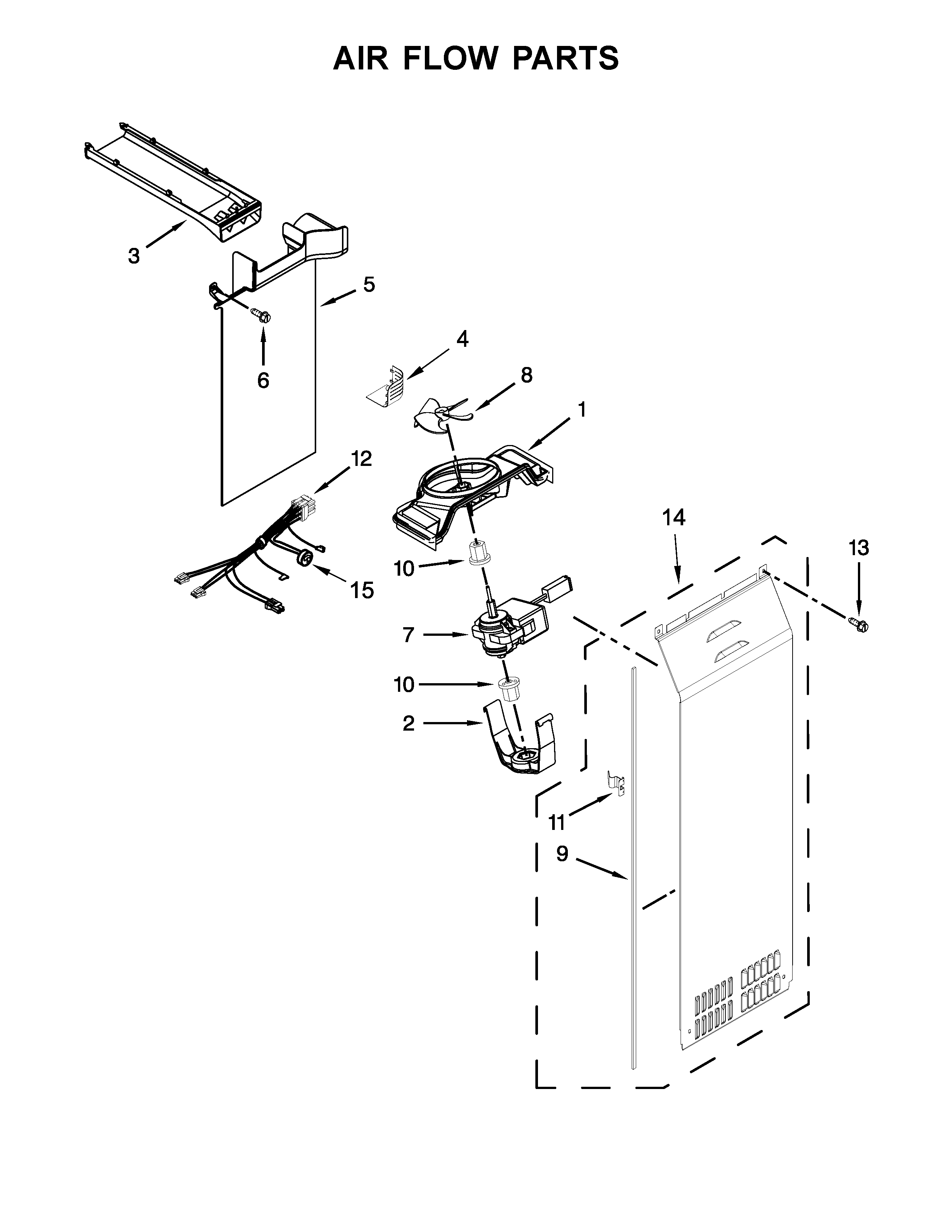 KitchenAid KRSF505EWH01 air flow parts diagram