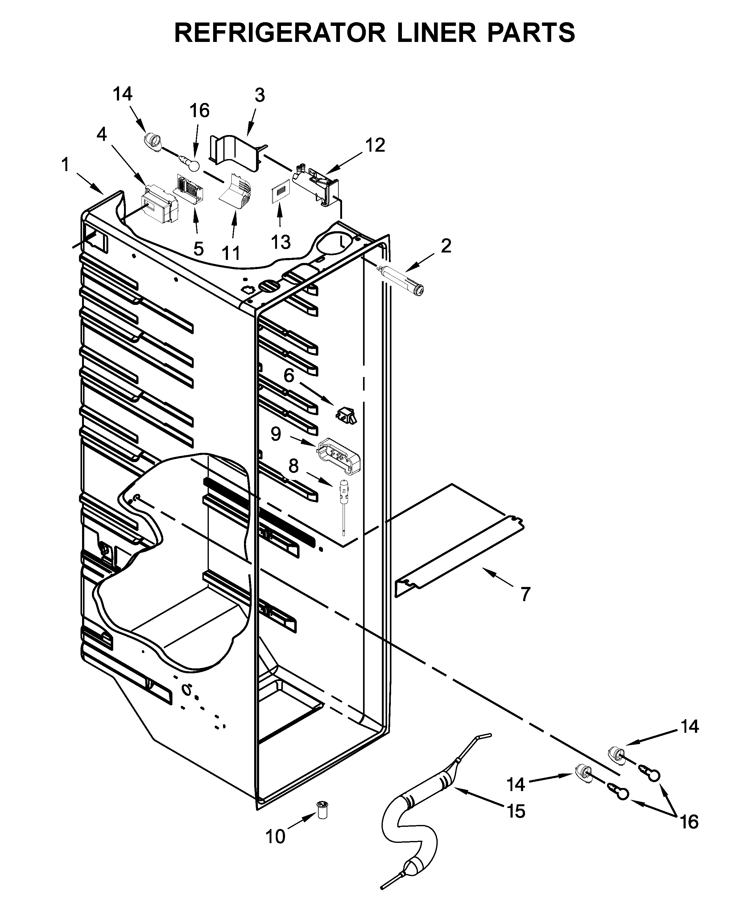 Whirlpool WRS586FIEM04 refrigerator liner parts diagram