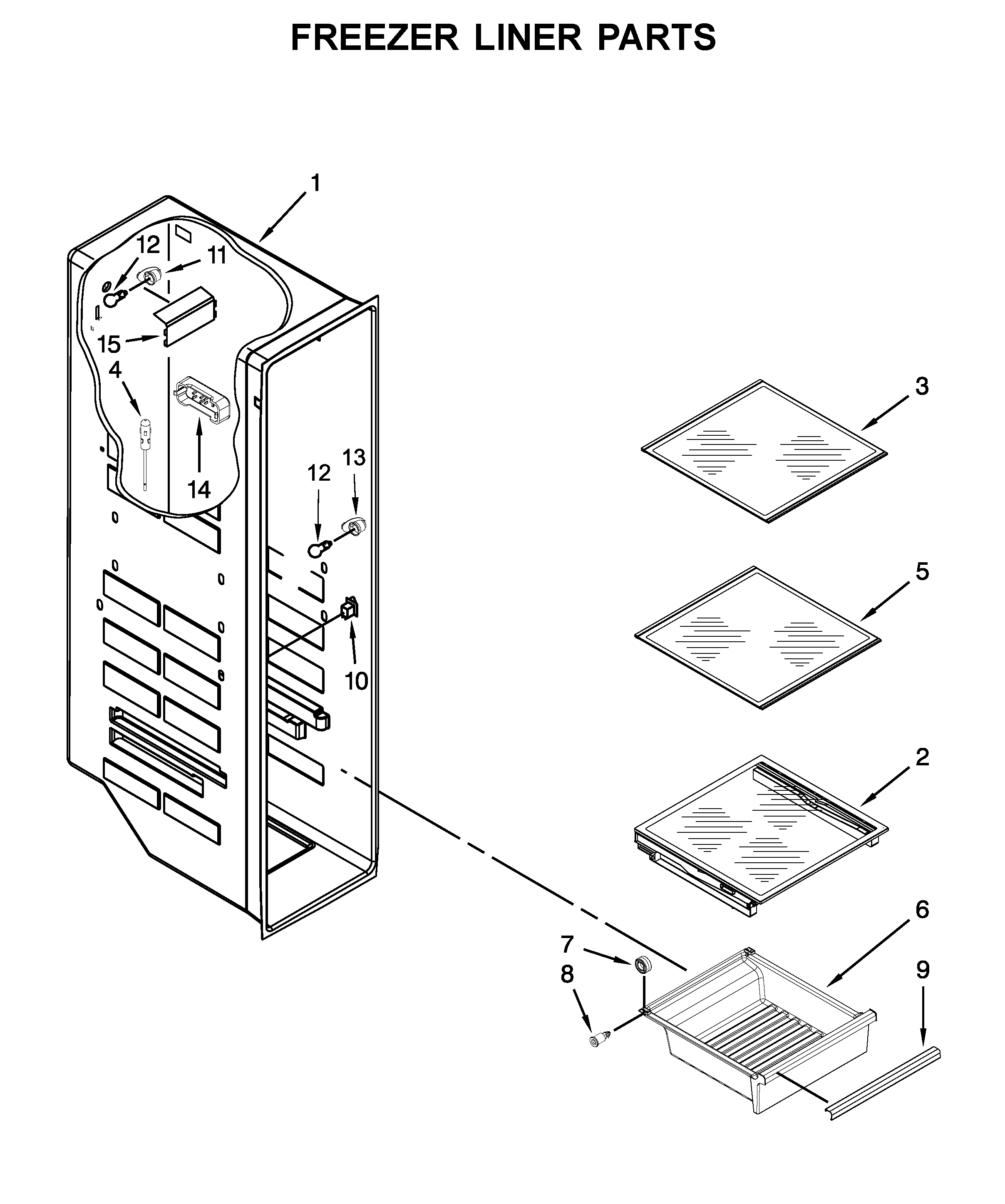 Whirlpool WRS586FIEM04 freezer liner parts diagram