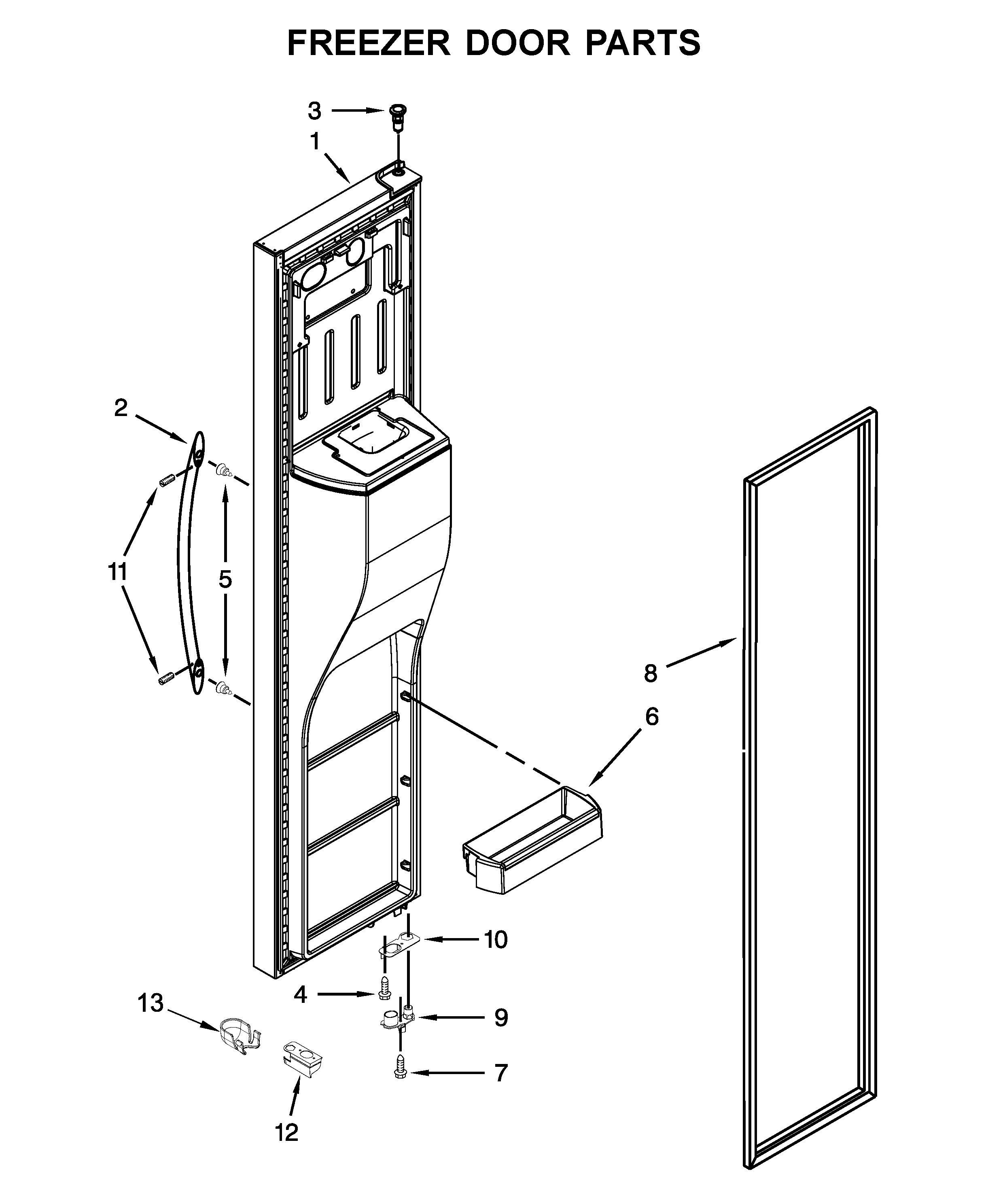 Whirlpool WRS586FIEM04 freezer door parts diagram