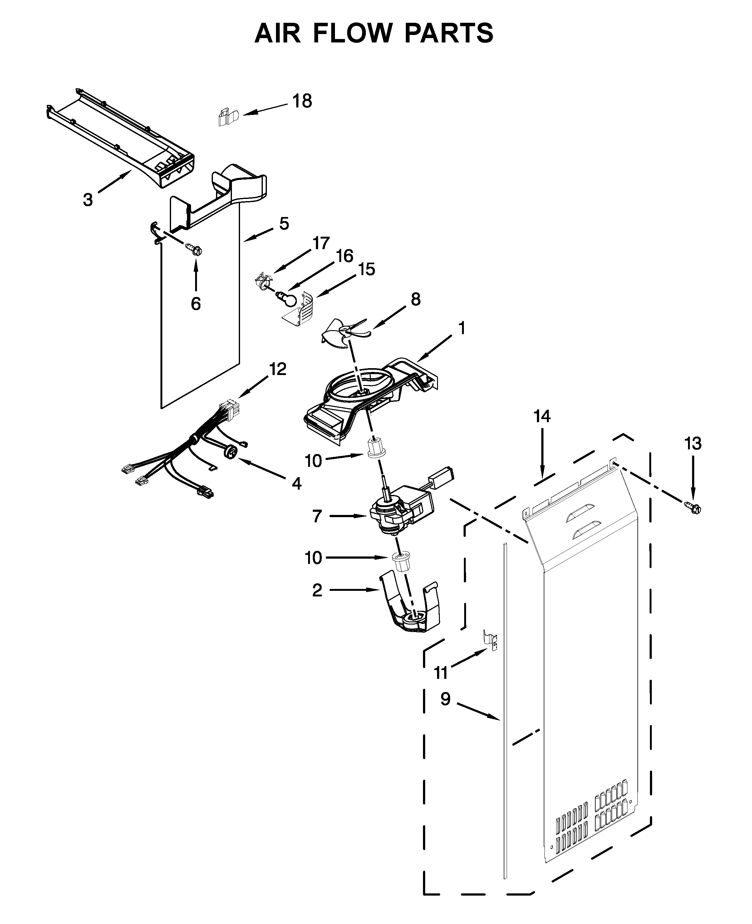 Whirlpool WRS586FIEM04 air flow parts diagram