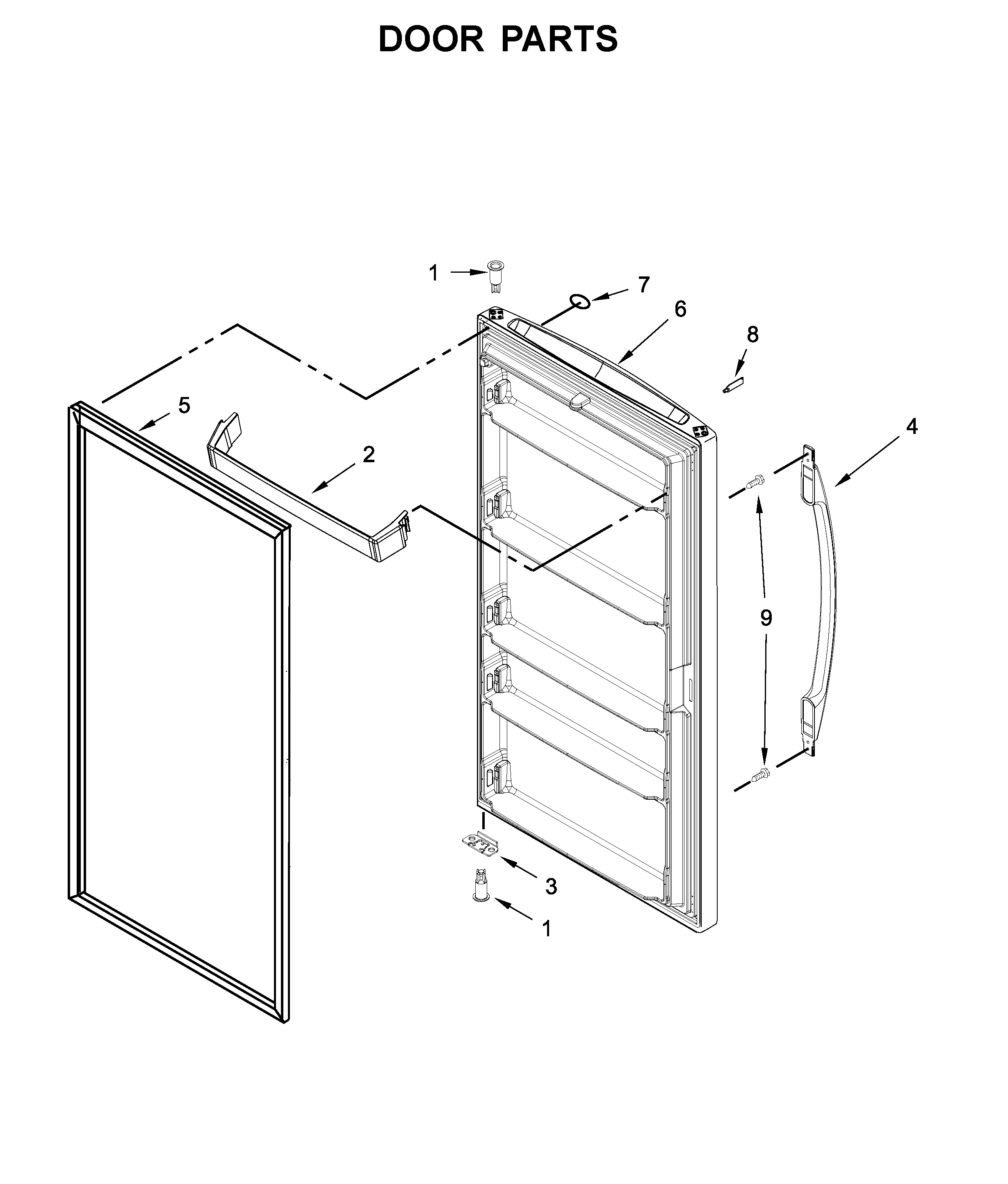 Whirlpool WZF57R16FW04 door parts diagram