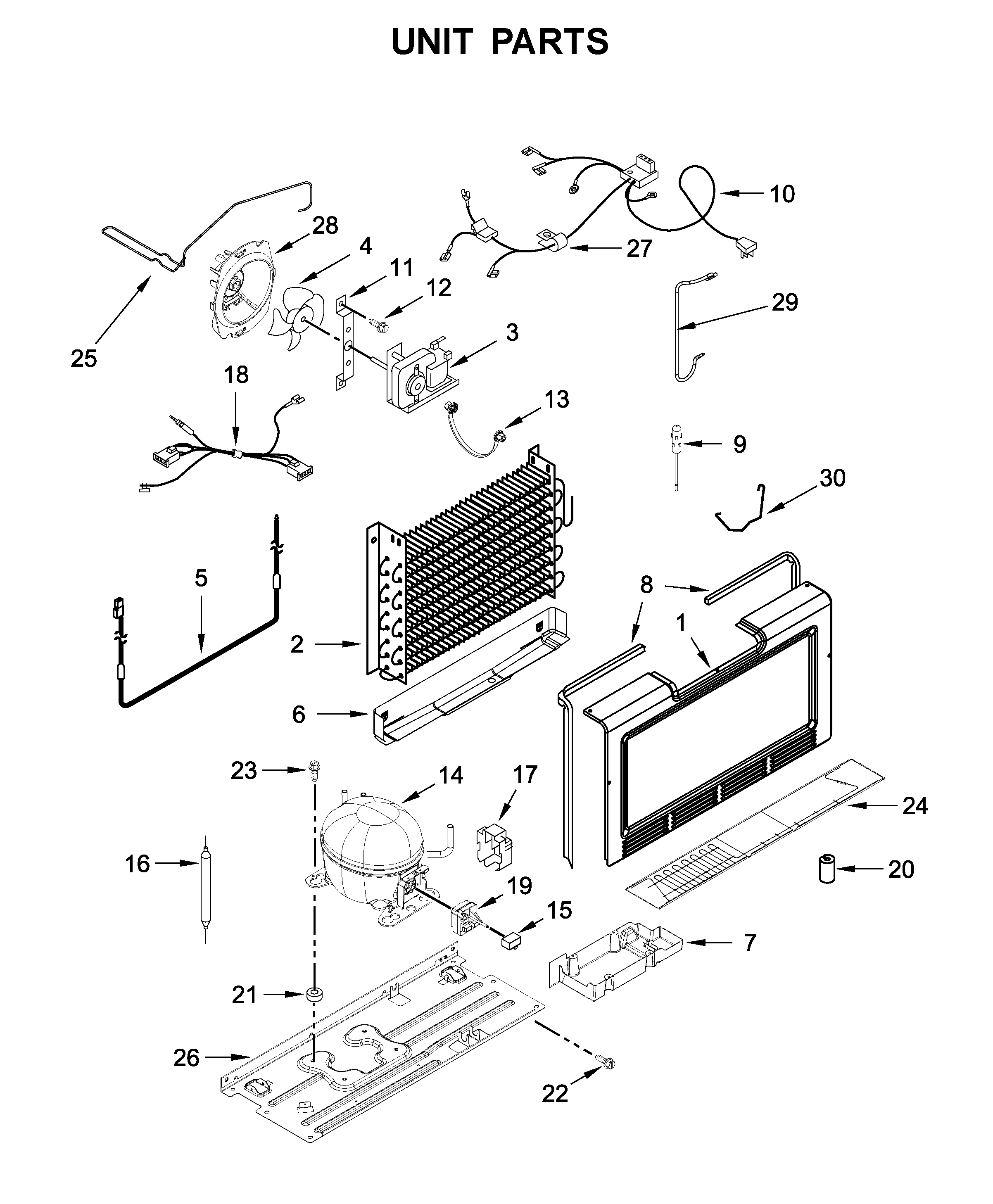Whirlpool WZF57R16FW04 unit parts diagram