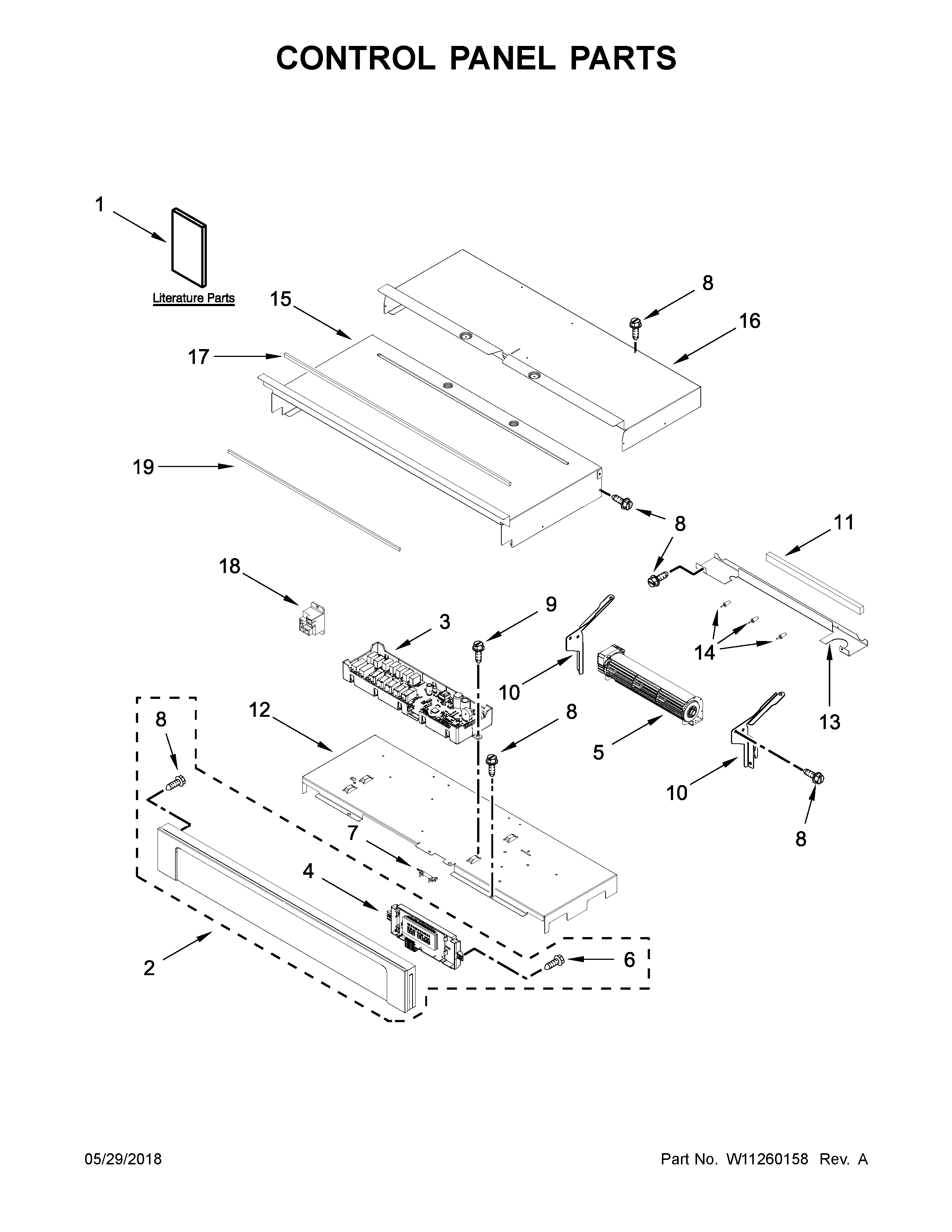 Whirlpool WOD93EC7AB06 control panel parts diagram