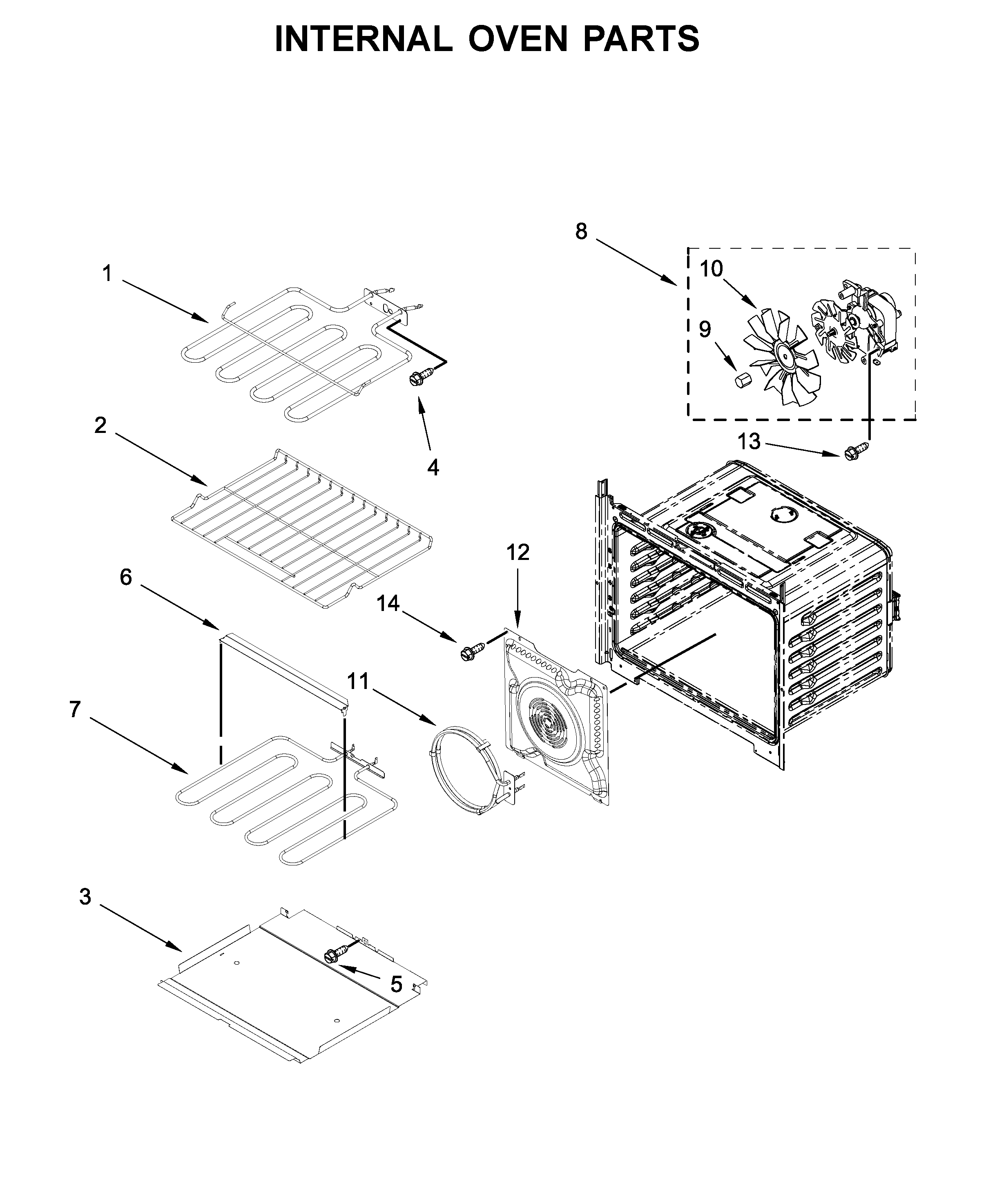 Whirlpool WOD93EC7AB06 internal oven parts diagram