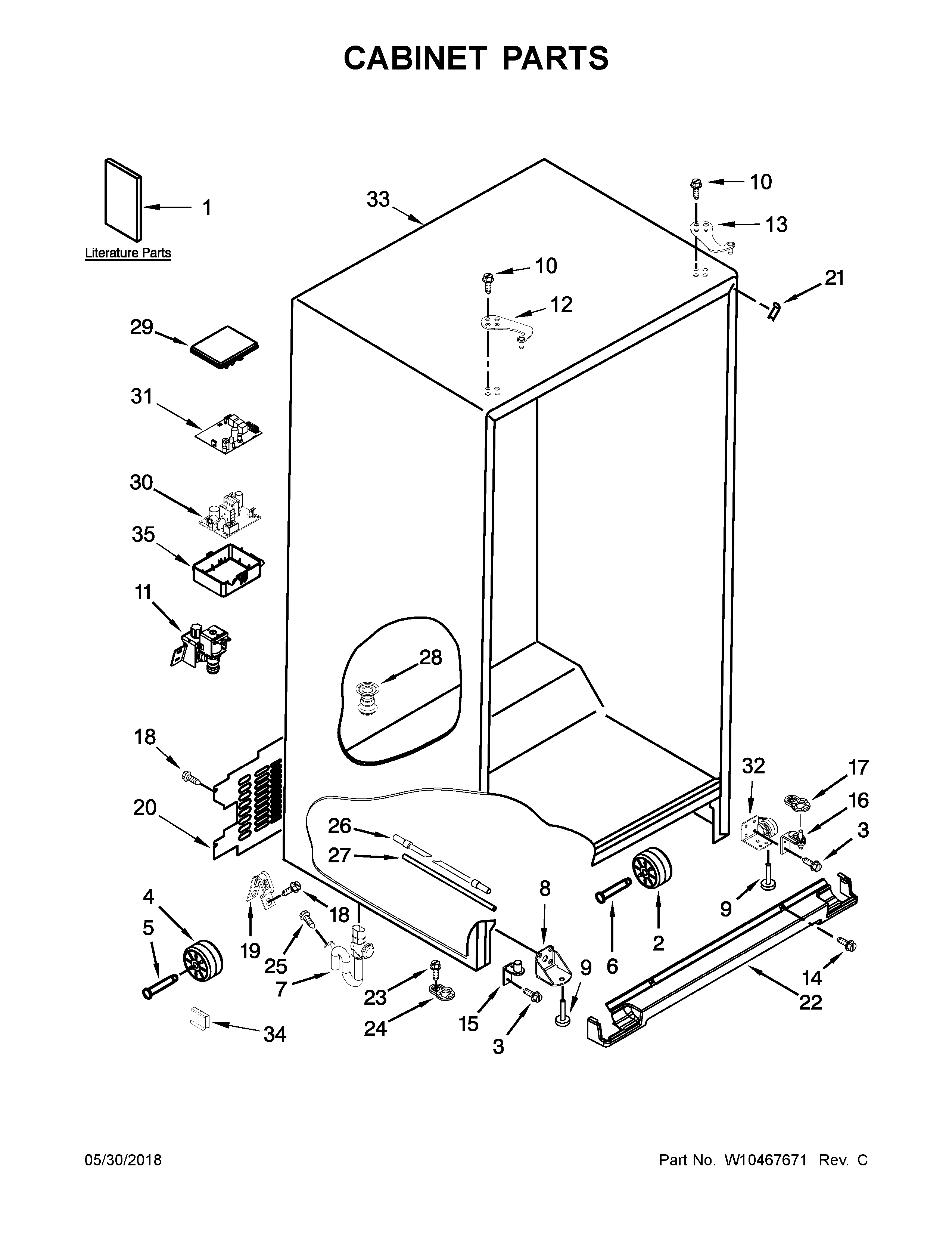 KitchenAid KSC24C8EYB02 cabinet parts diagram