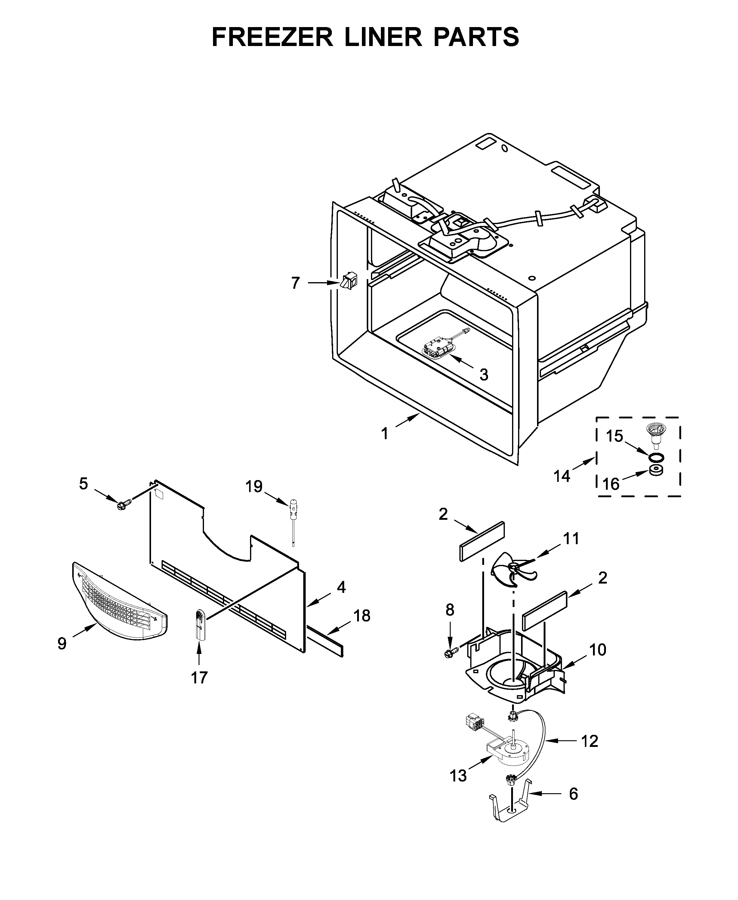 KitchenAid KRFF507HPS00 freezer liner parts diagram