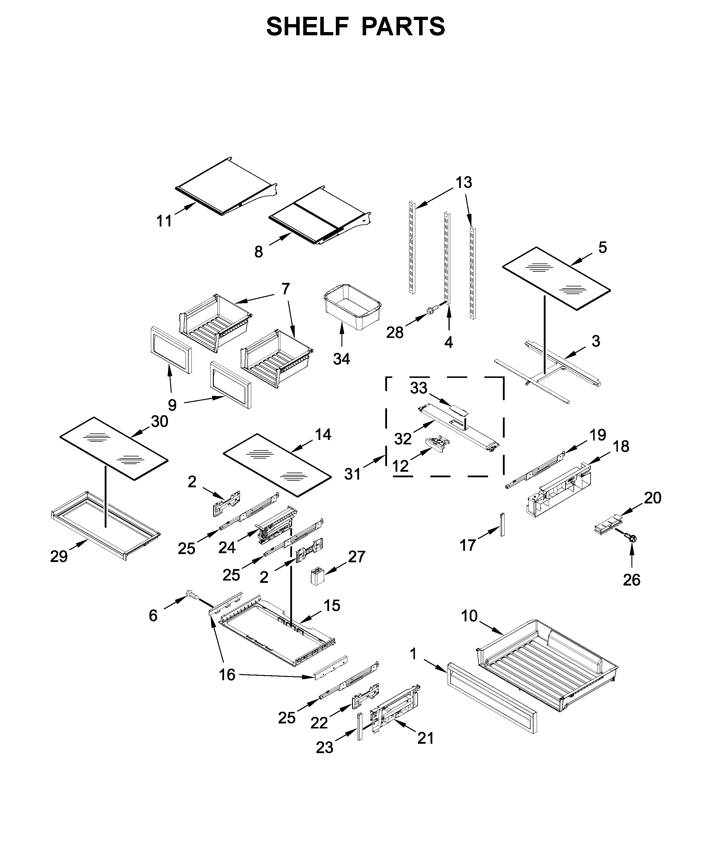 KitchenAid KRFF507HPS00 shelf parts diagram