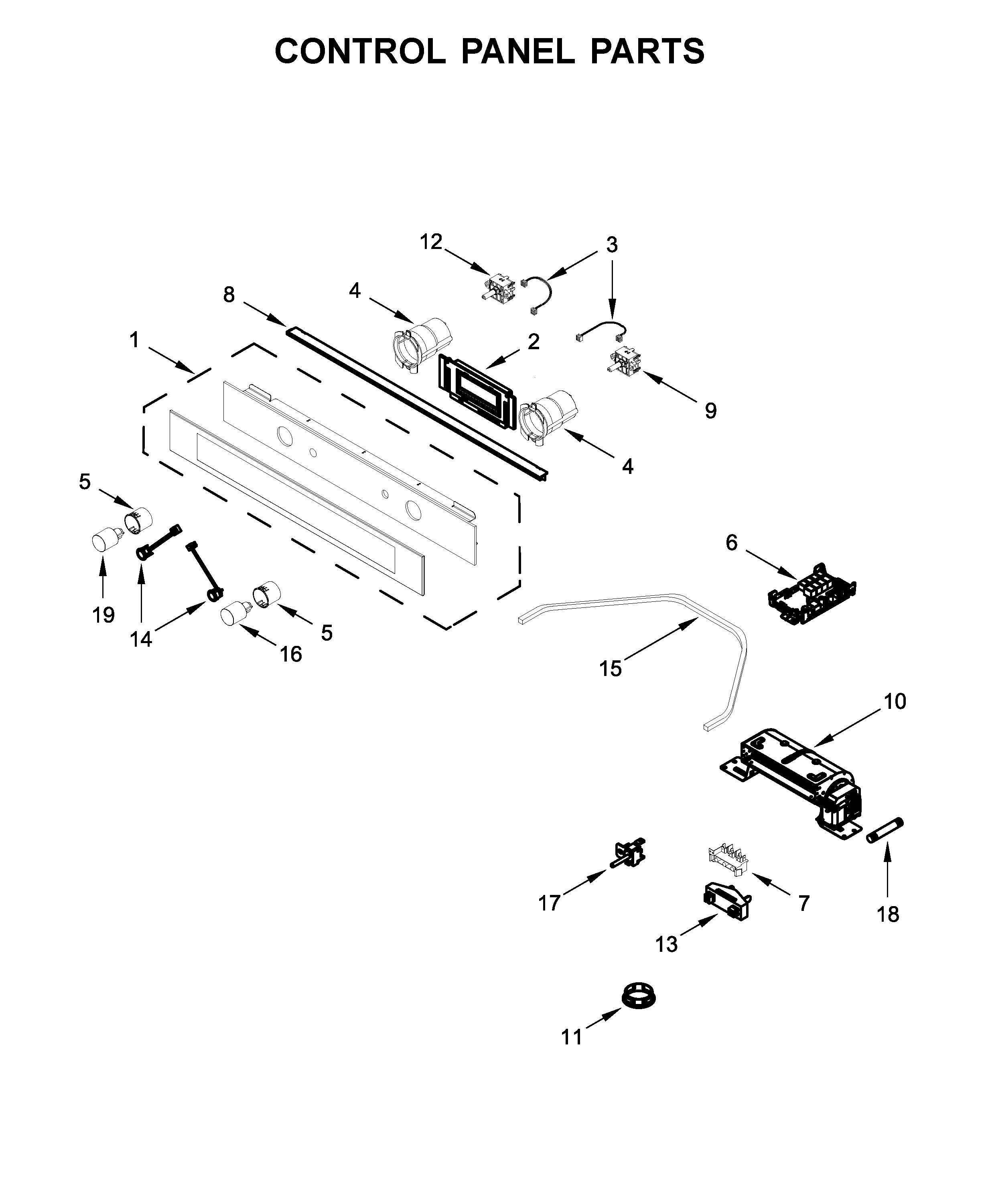 Whirlpool WOS52EM4AS1 control panel parts diagram
