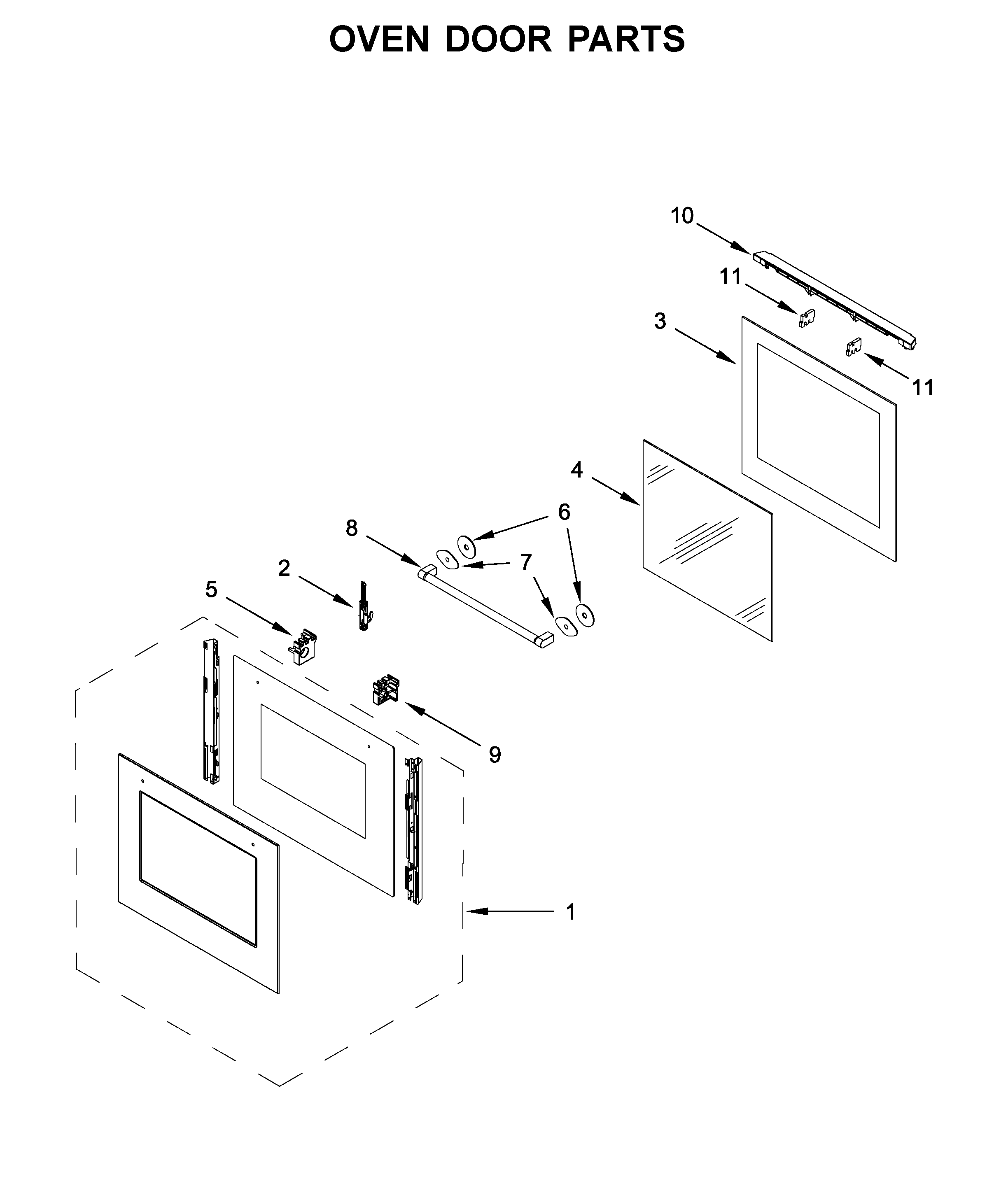 Whirlpool WOS52EM4AS1 oven door parts diagram