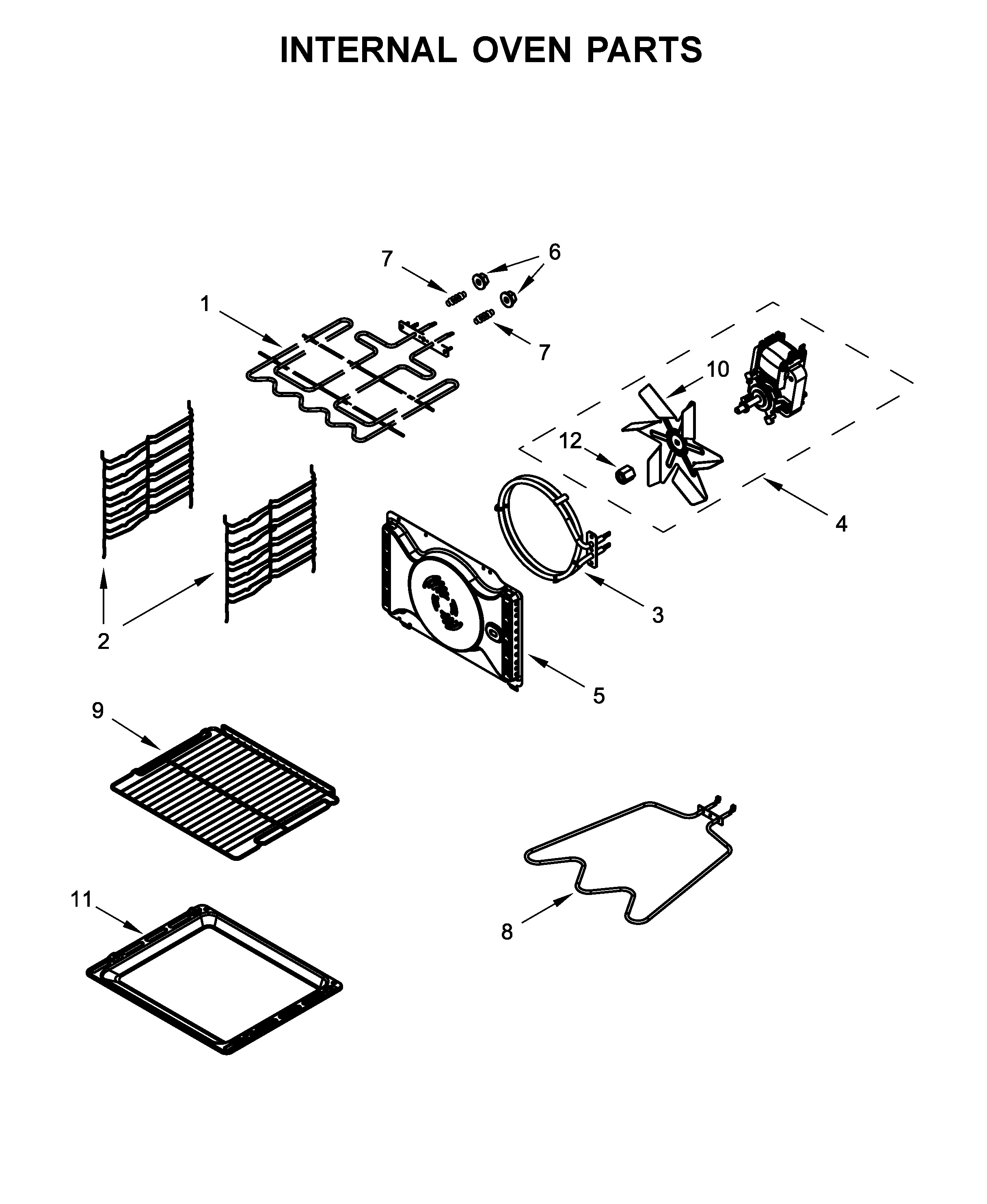 Whirlpool WOS52EM4AS1 internal oven parts diagram