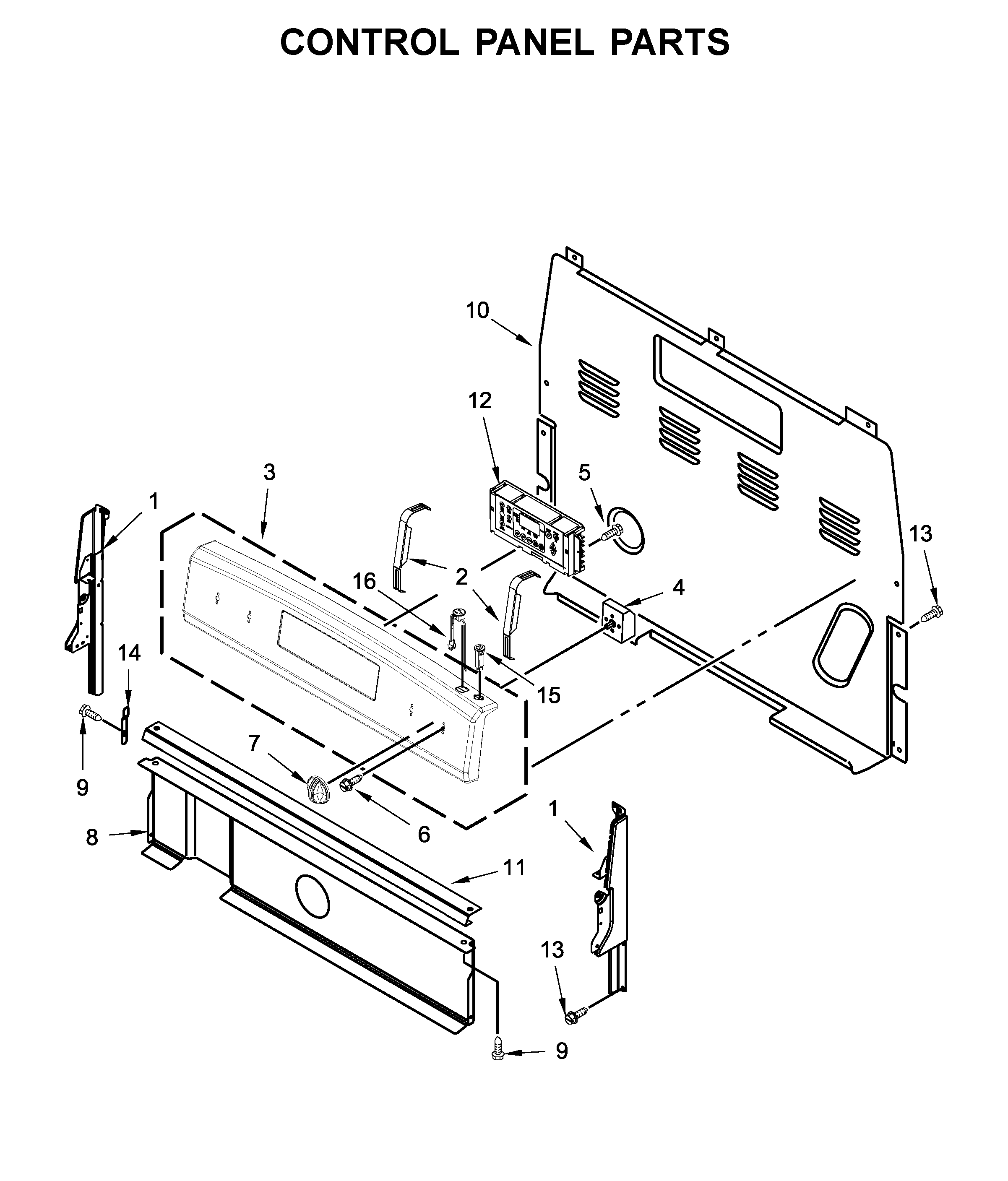 Amana YACR4303MFW2 control panel parts diagram