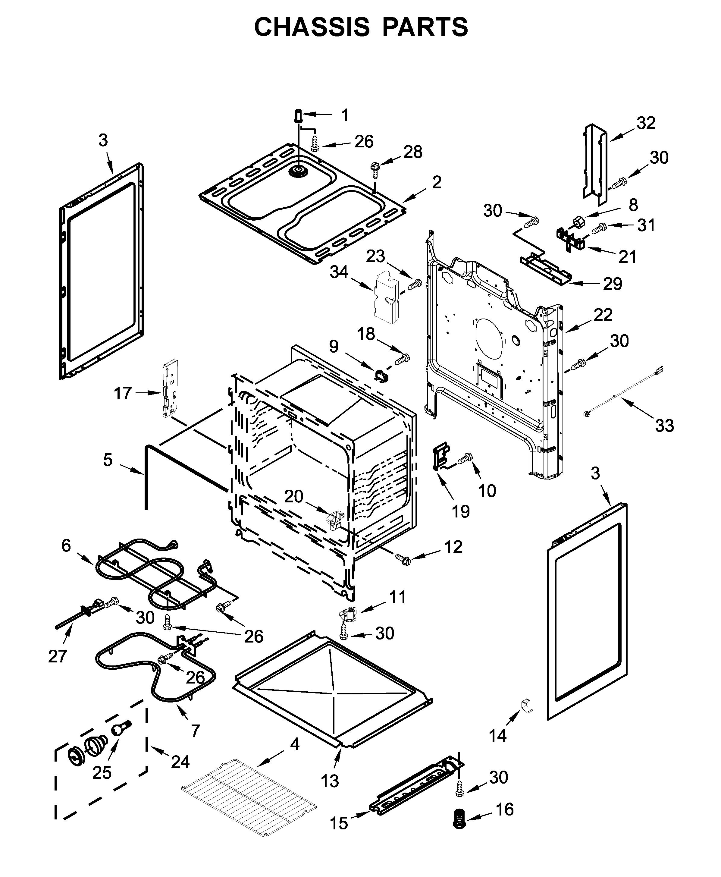 Amana YACR4303MFW2 chassis parts diagram