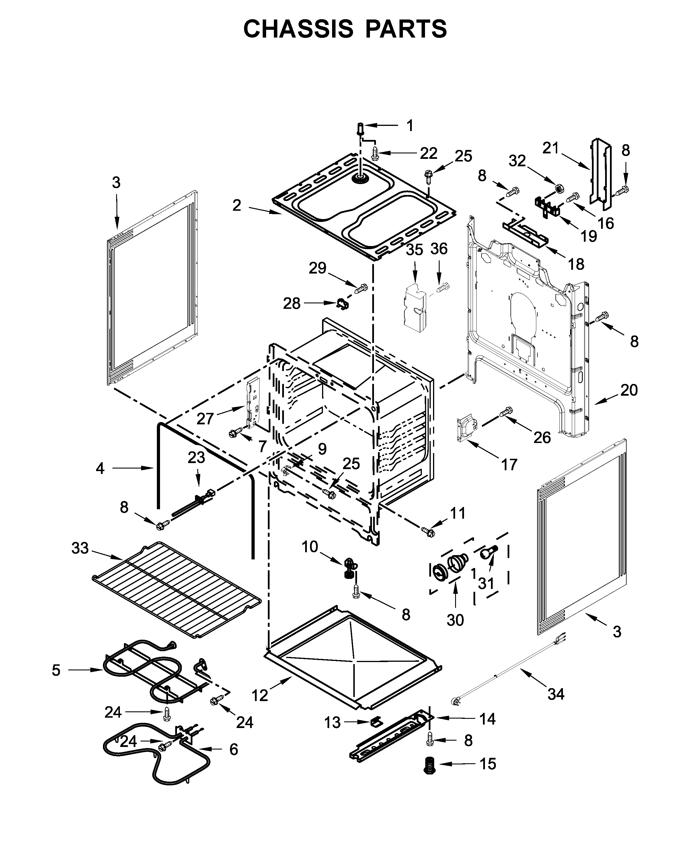 Whirlpool YWFC150M0EW2 chassis parts diagram