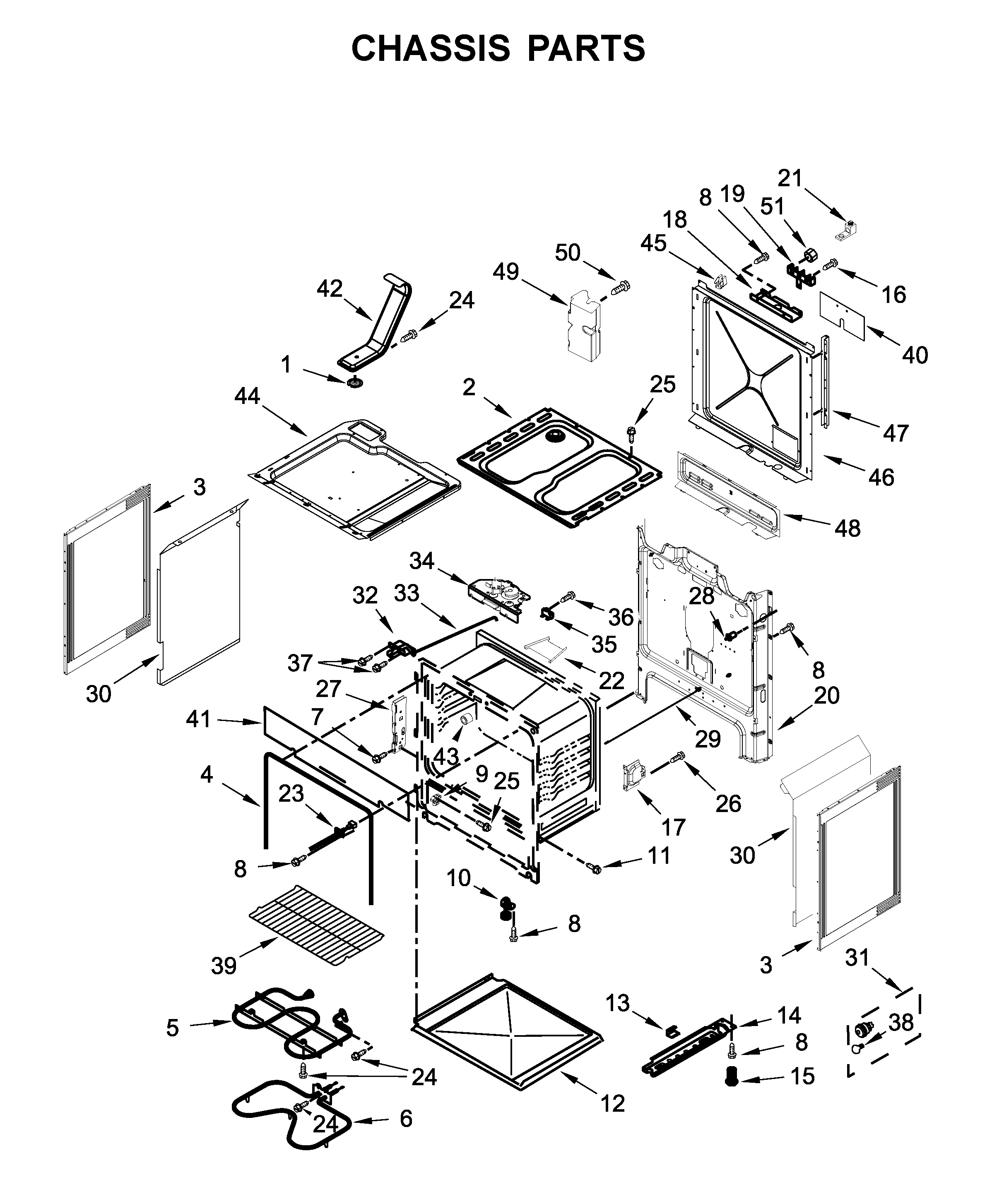 Whirlpool WEC310S0FB2 chassis parts diagram