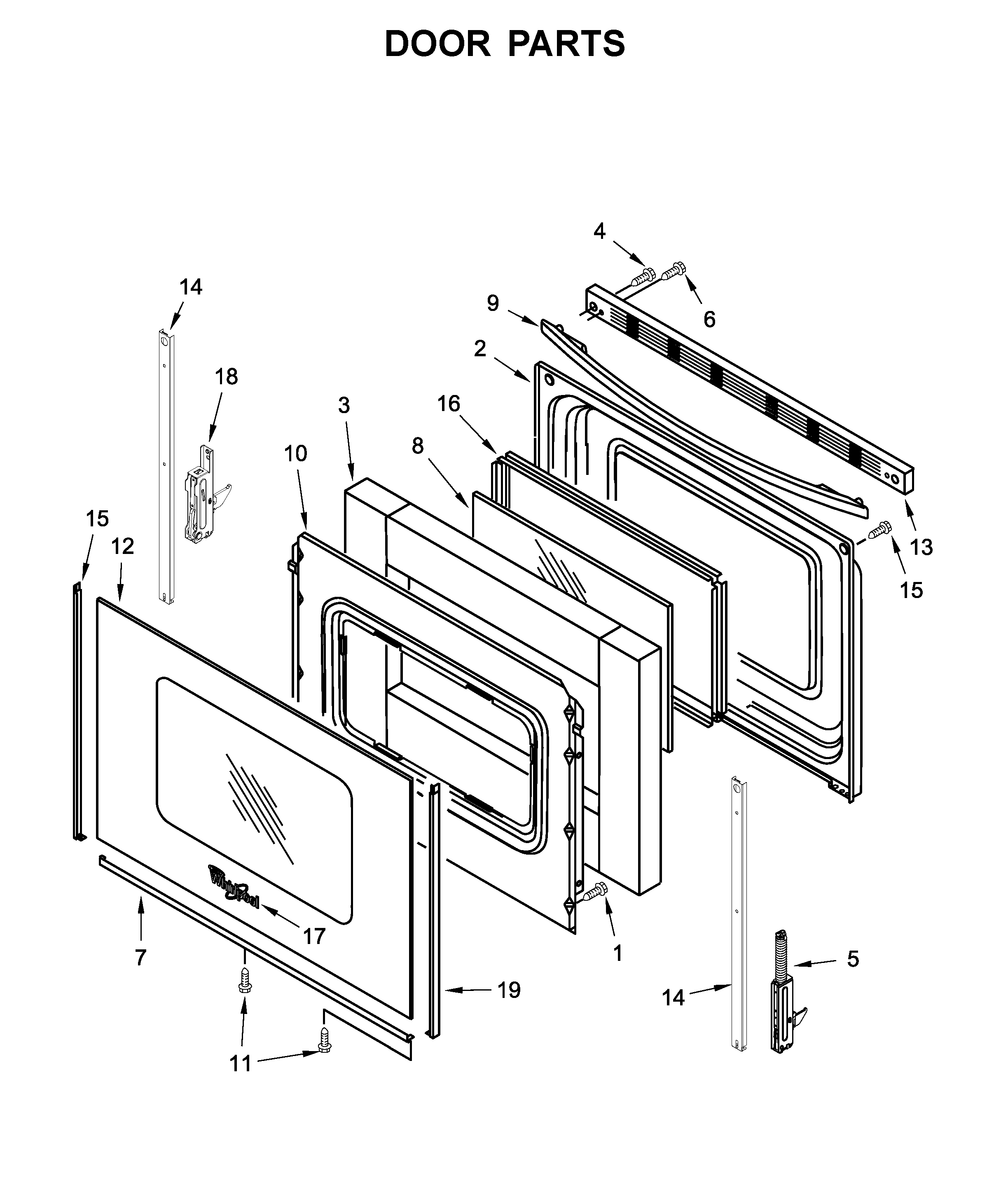 Whirlpool WEC310S0FB2 door parts diagram