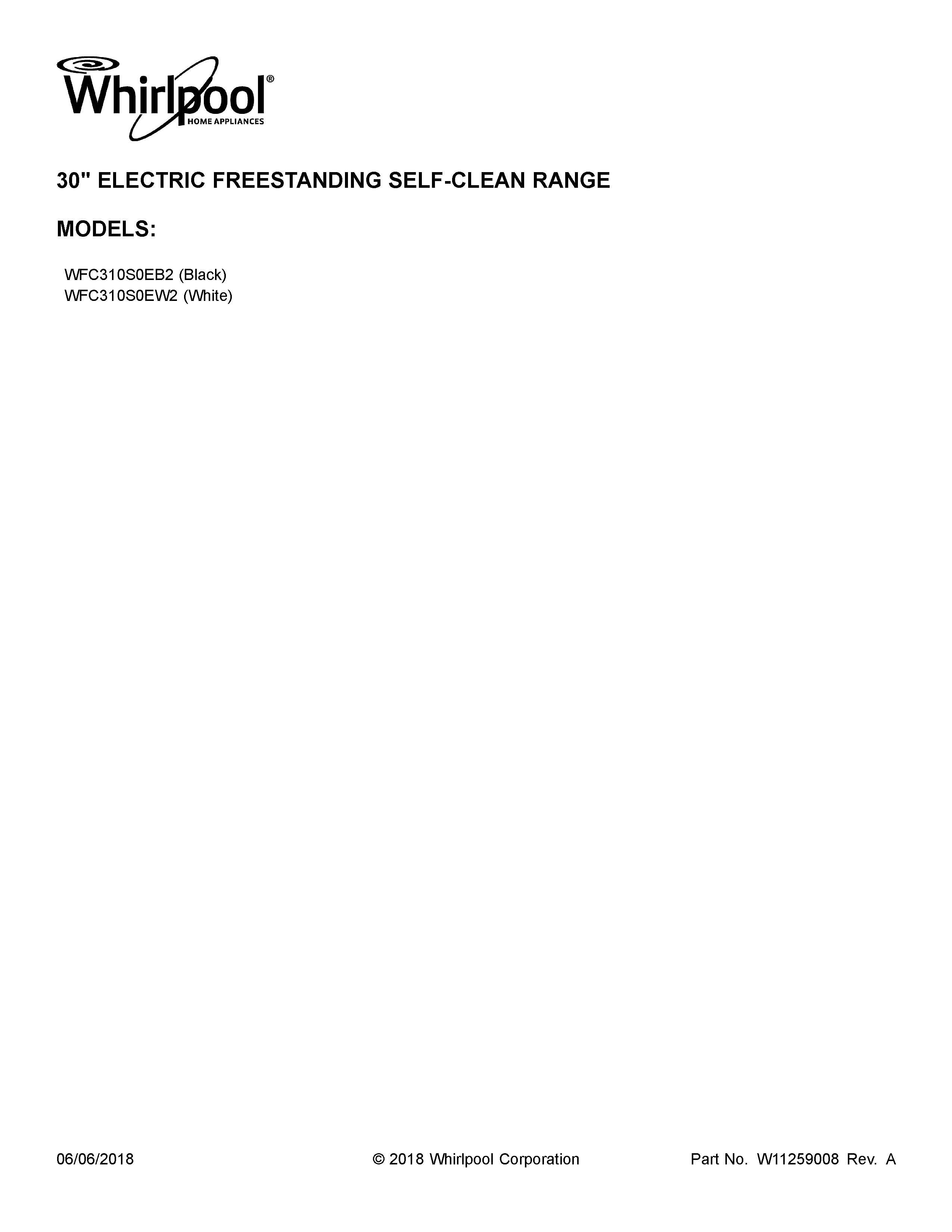 Whirlpool WFC310S0EB2 cover sheet diagram