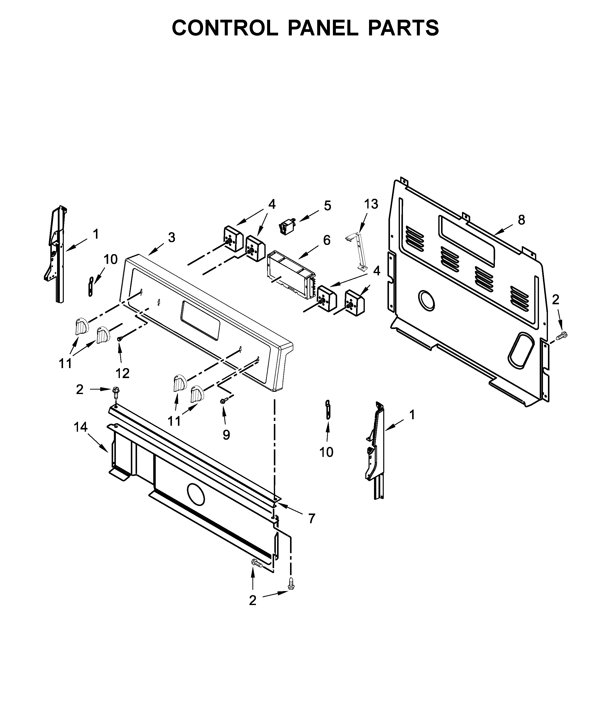 Whirlpool WFC310S0EB2 control panel parts diagram
