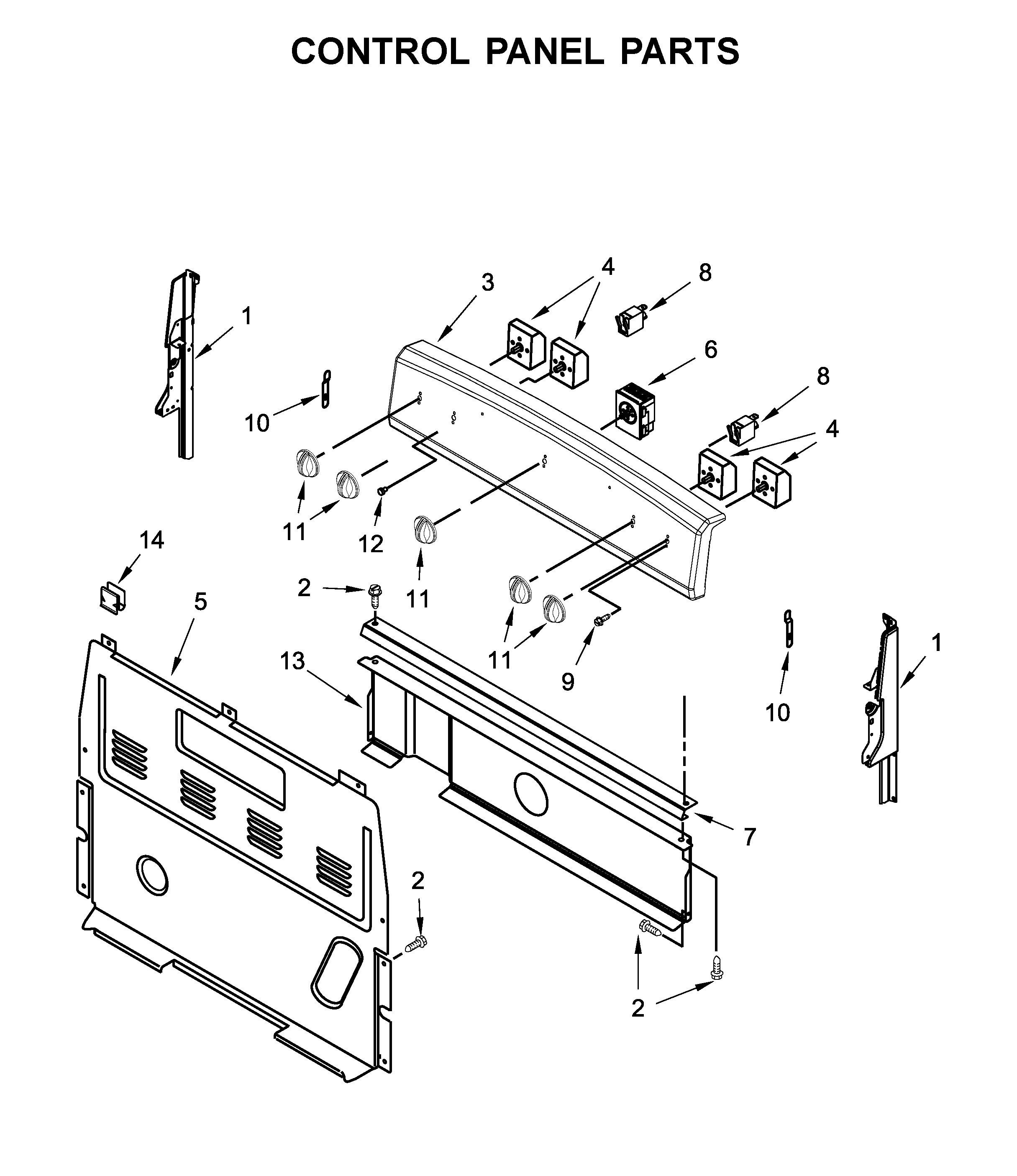 Maytag 4KMER7600AW1 control panel parts diagram