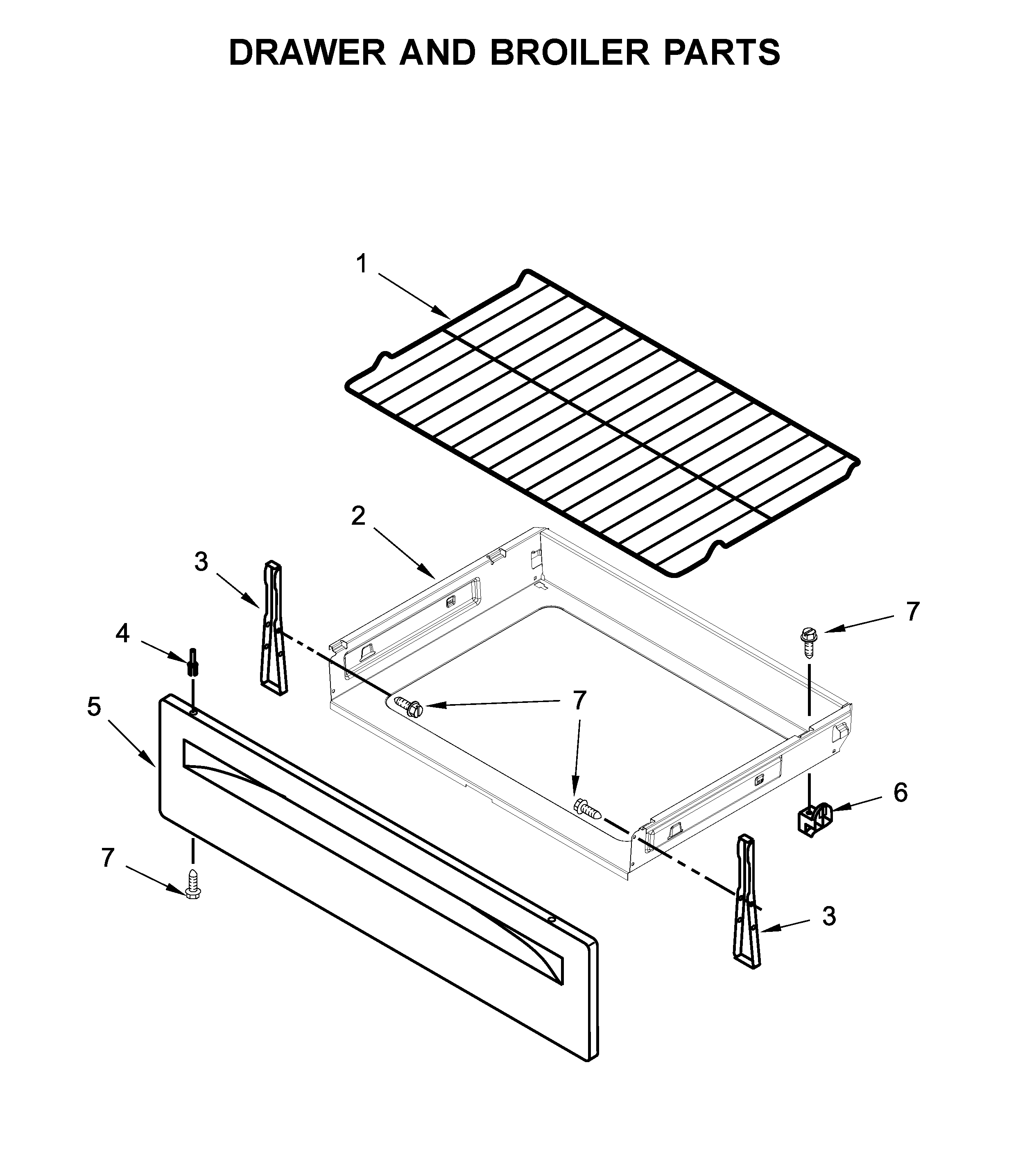 Maytag 4KMER7600AW1 drawer and broiler parts diagram