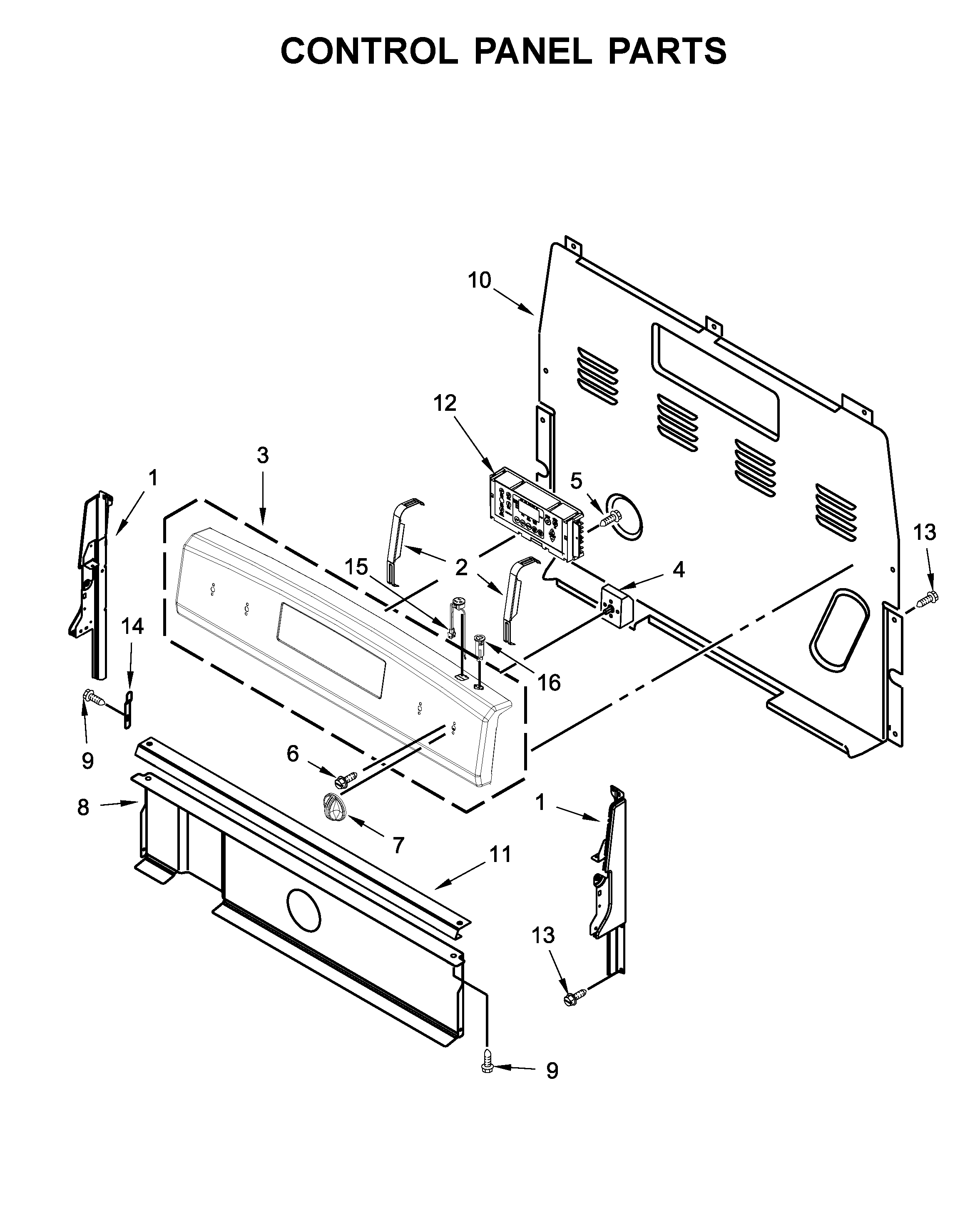 Amana YACR4503SFW2 control panel parts diagram